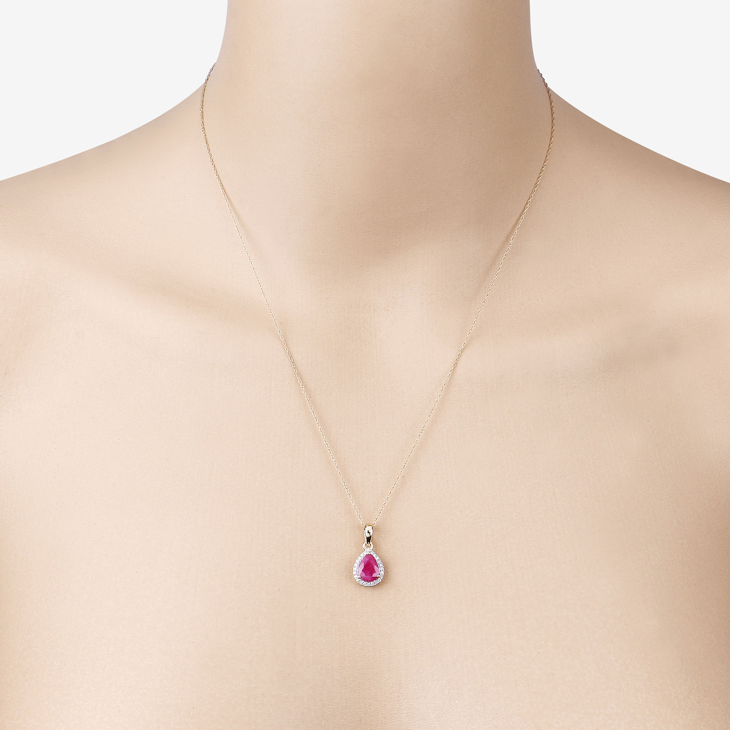 1.55 Carat Genuine Ruby and White Diamond 10K Yellow Gold Pendant
