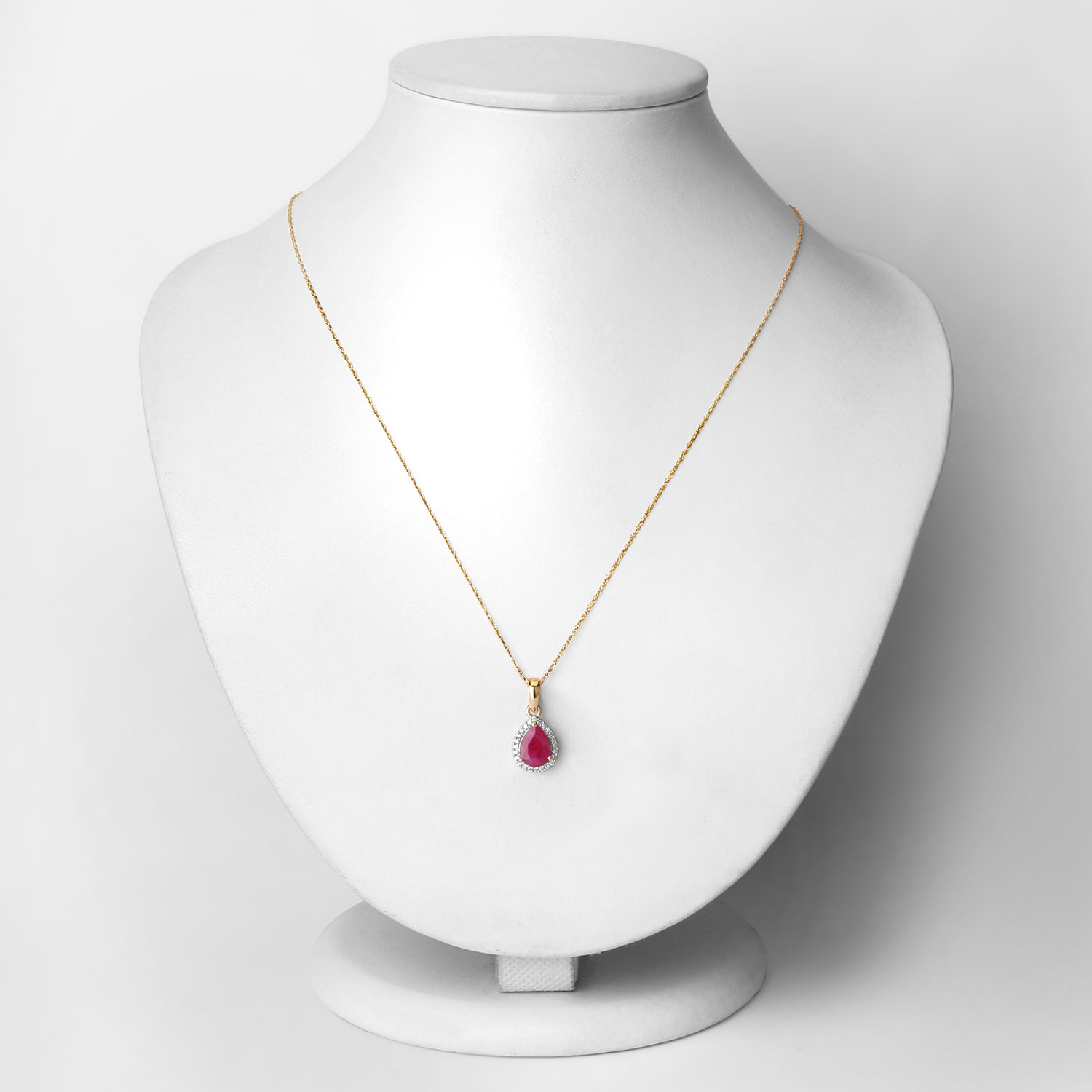 1.55 Carat Genuine Ruby and White Diamond 10K Yellow Gold Pendant
