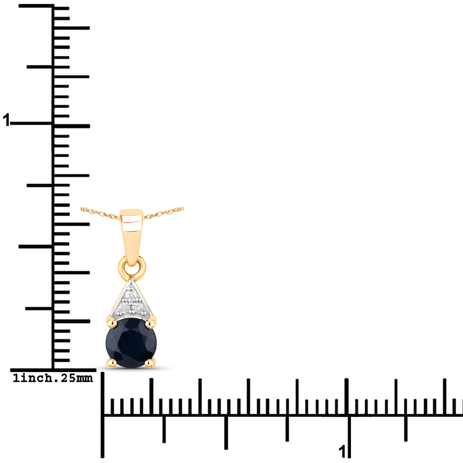 0.88 Carat Genuine Blue Sapphire and White Diamond 10K Yellow Gold Pendant