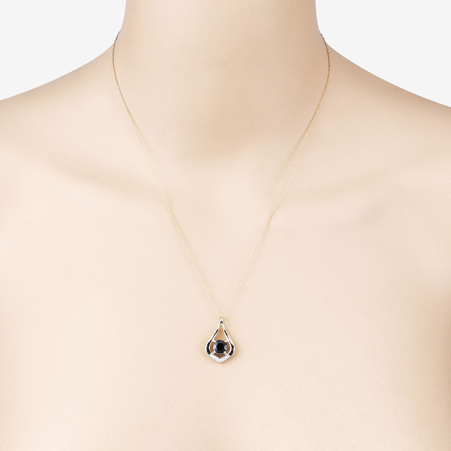 1.24 Carat Genuine Blue Sapphire and White Diamond 10K Yellow Gold Pendant