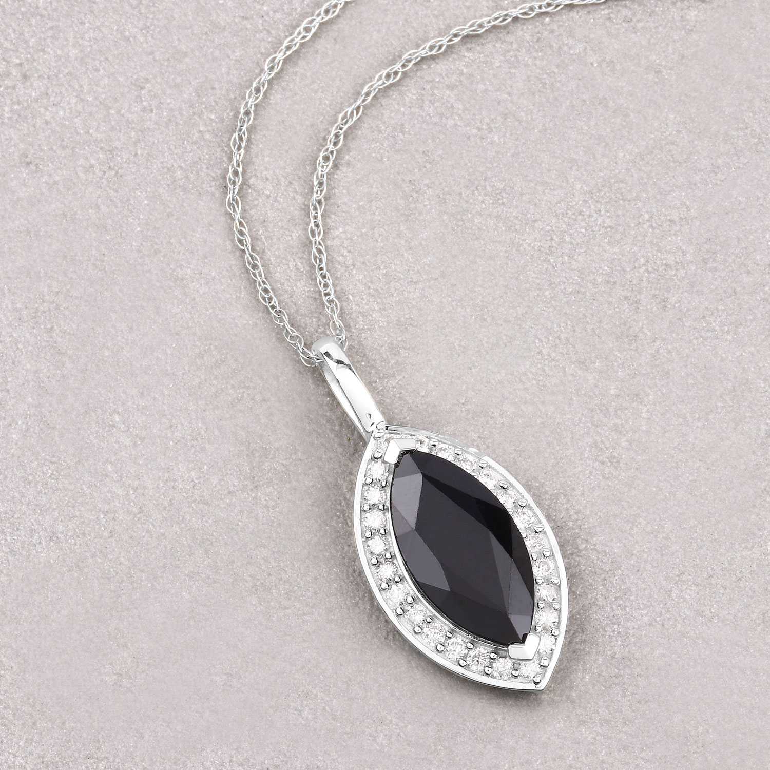 2.29 Carat Genuine Blue Sapphire and White Diamond 10K White Gold Pendant