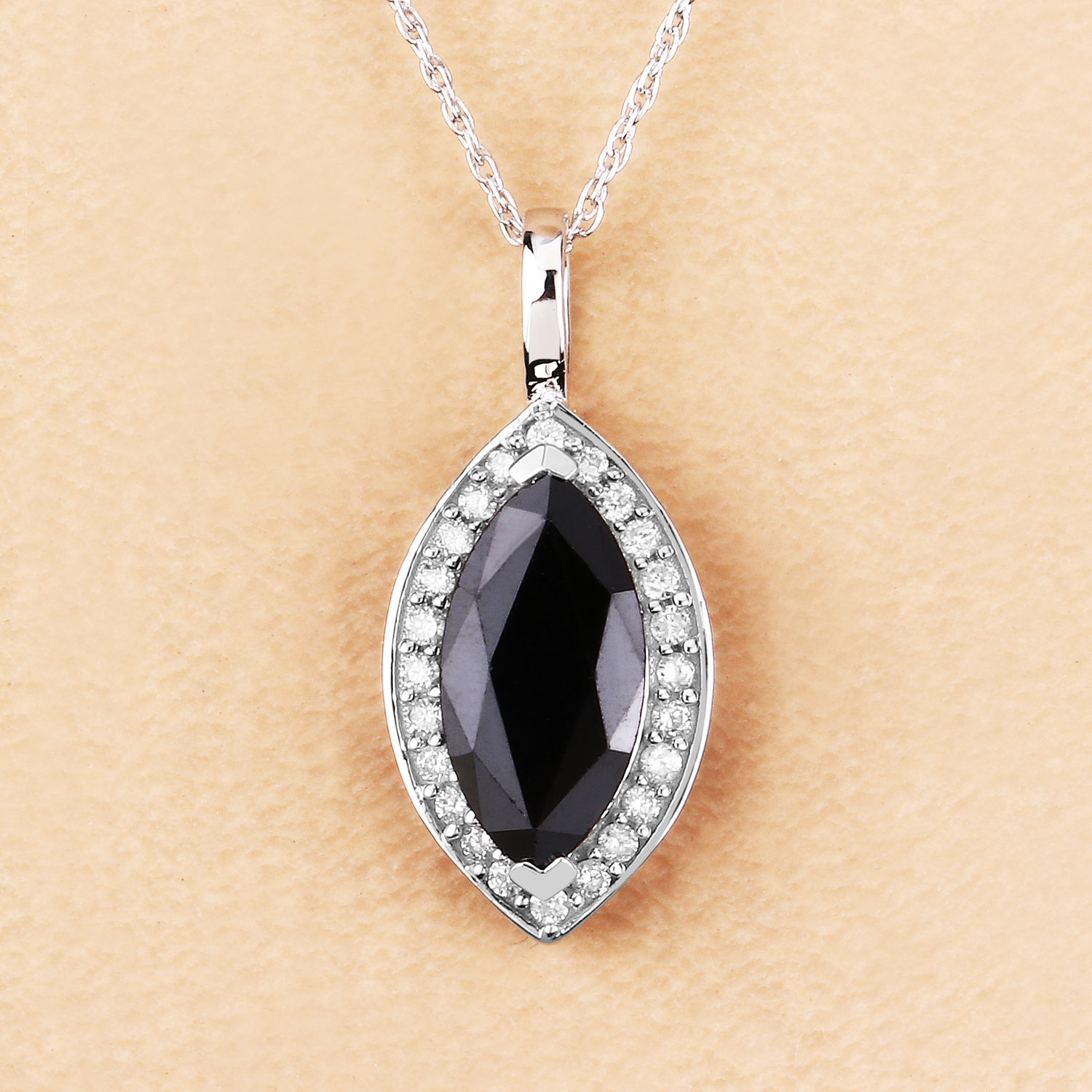 2.29 Carat Genuine Blue Sapphire and White Diamond 10K White Gold Pendant