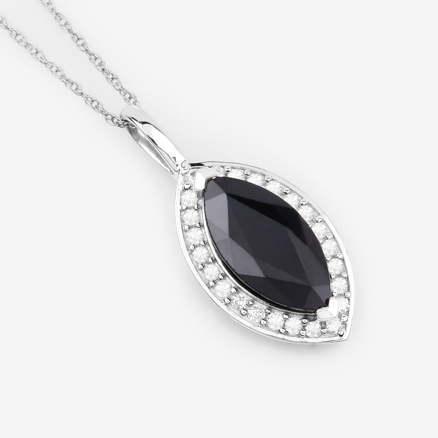 2.29 Carat Genuine Blue Sapphire and White Diamond 10K White Gold Pendant