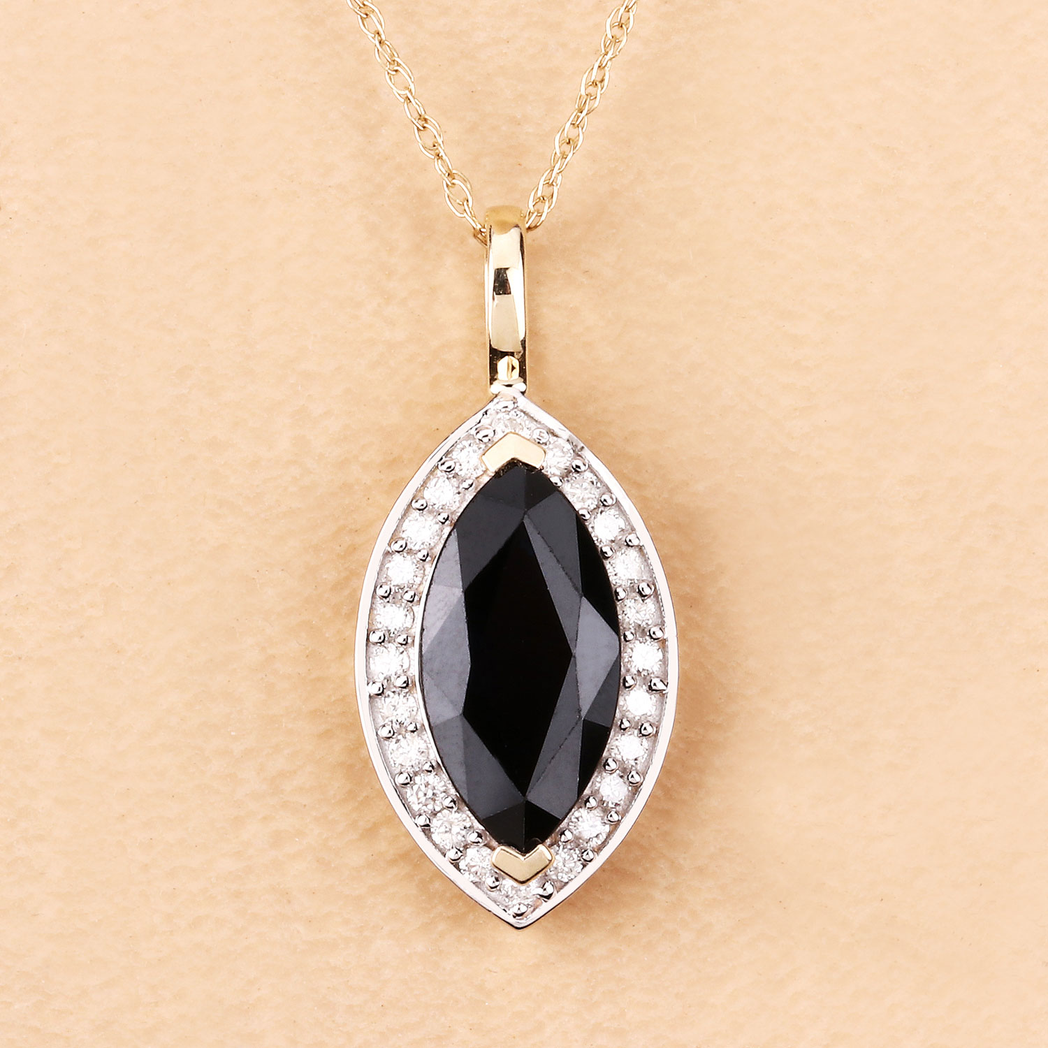 2.29 Carat Genuine Blue Sapphire and White Diamond 10K Yellow Gold Pendant