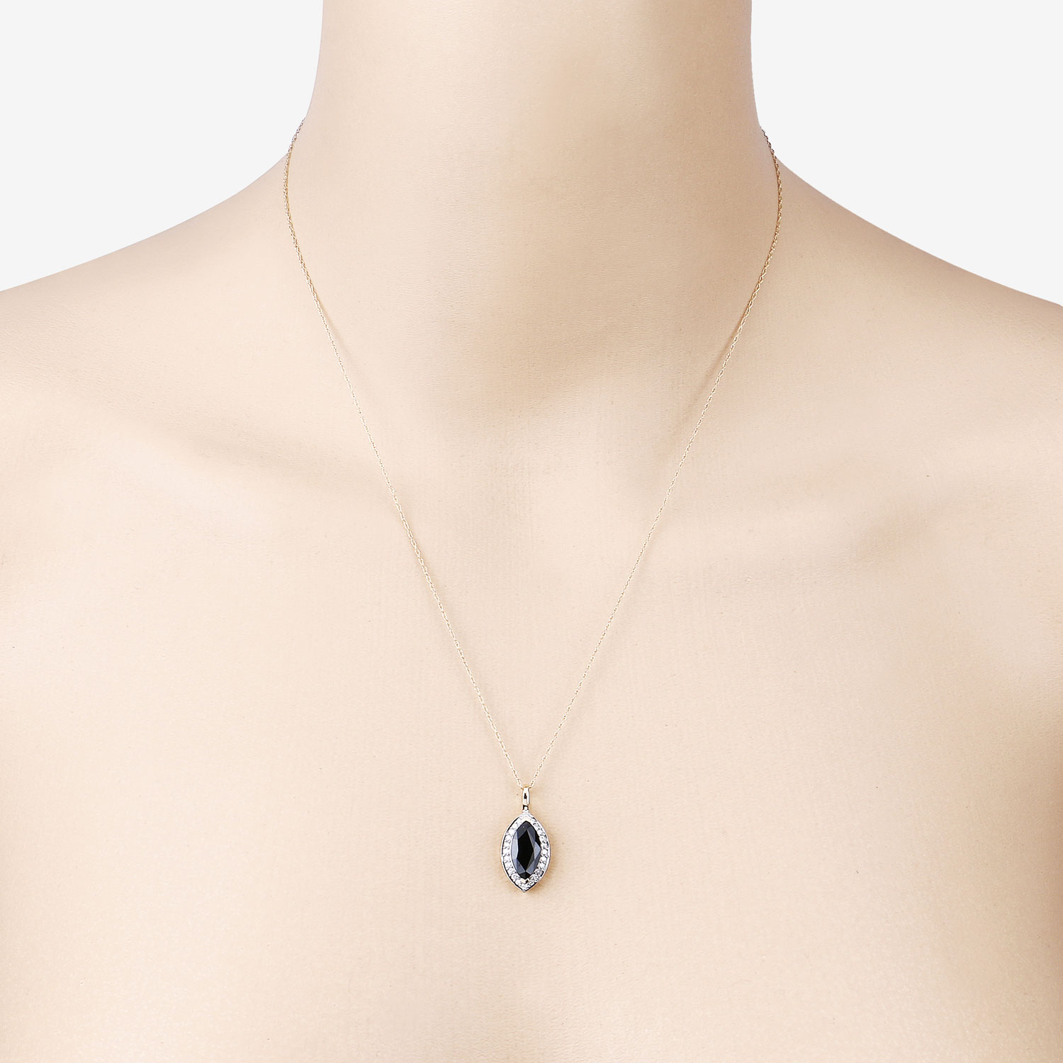 2.29 Carat Genuine Blue Sapphire and White Diamond 10K Yellow Gold Pendant