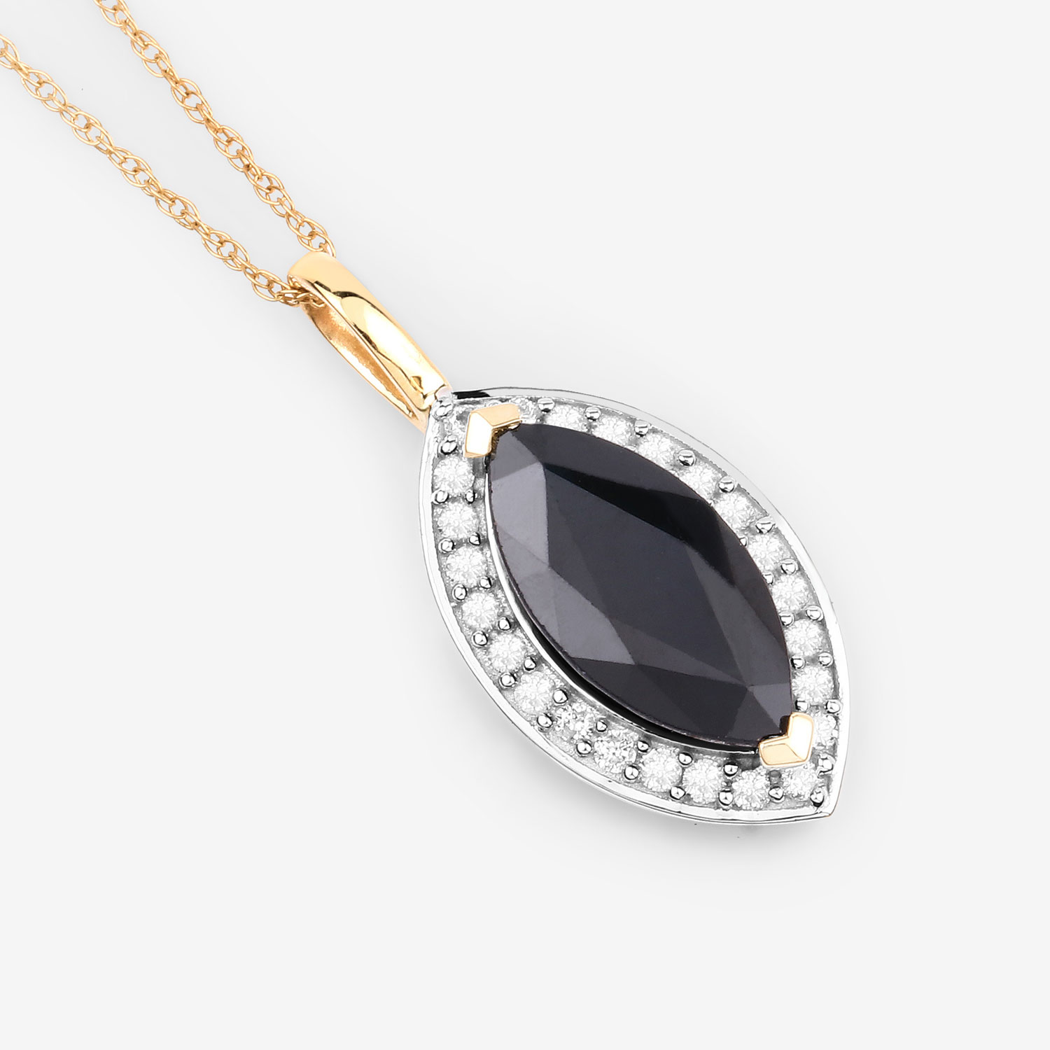 2.29 Carat Genuine Blue Sapphire and White Diamond 10K Yellow Gold Pendant