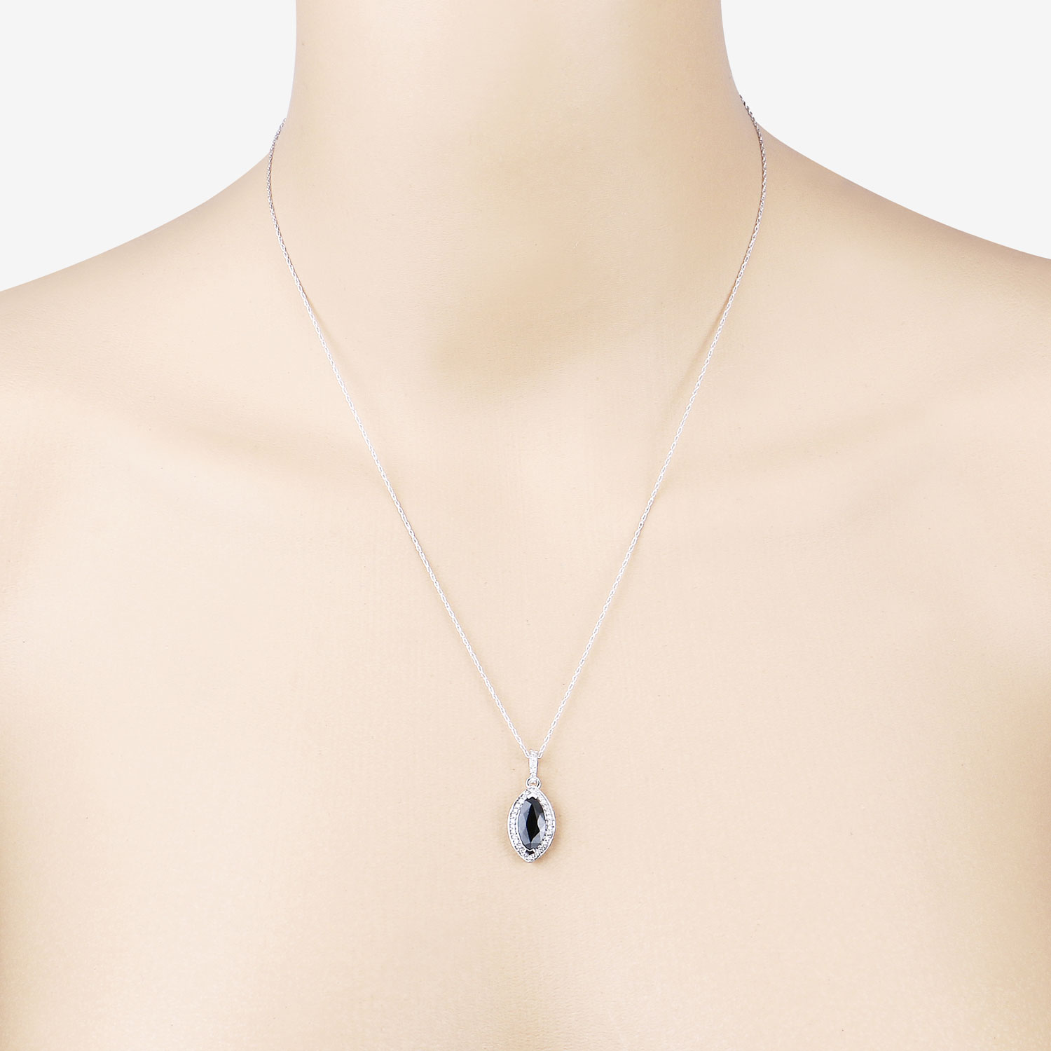 2.27 Carat Genuine Blue Sapphire and White Diamond 10K White Gold Pendant