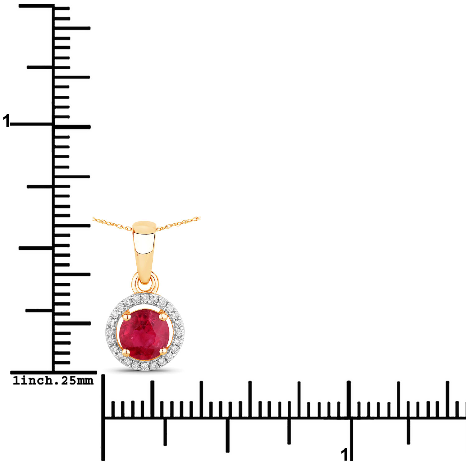 0.62 Carat Genuine Ruby and White Diamond 14K Yellow Gold Pendant
