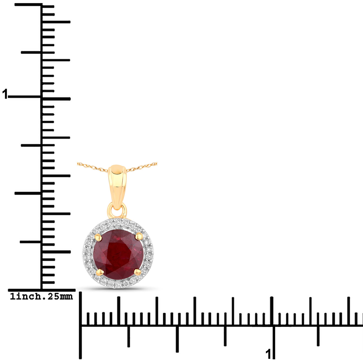 1.49 Carat Genuine Ruby and White Diamond 14K Yellow Gold Pendant