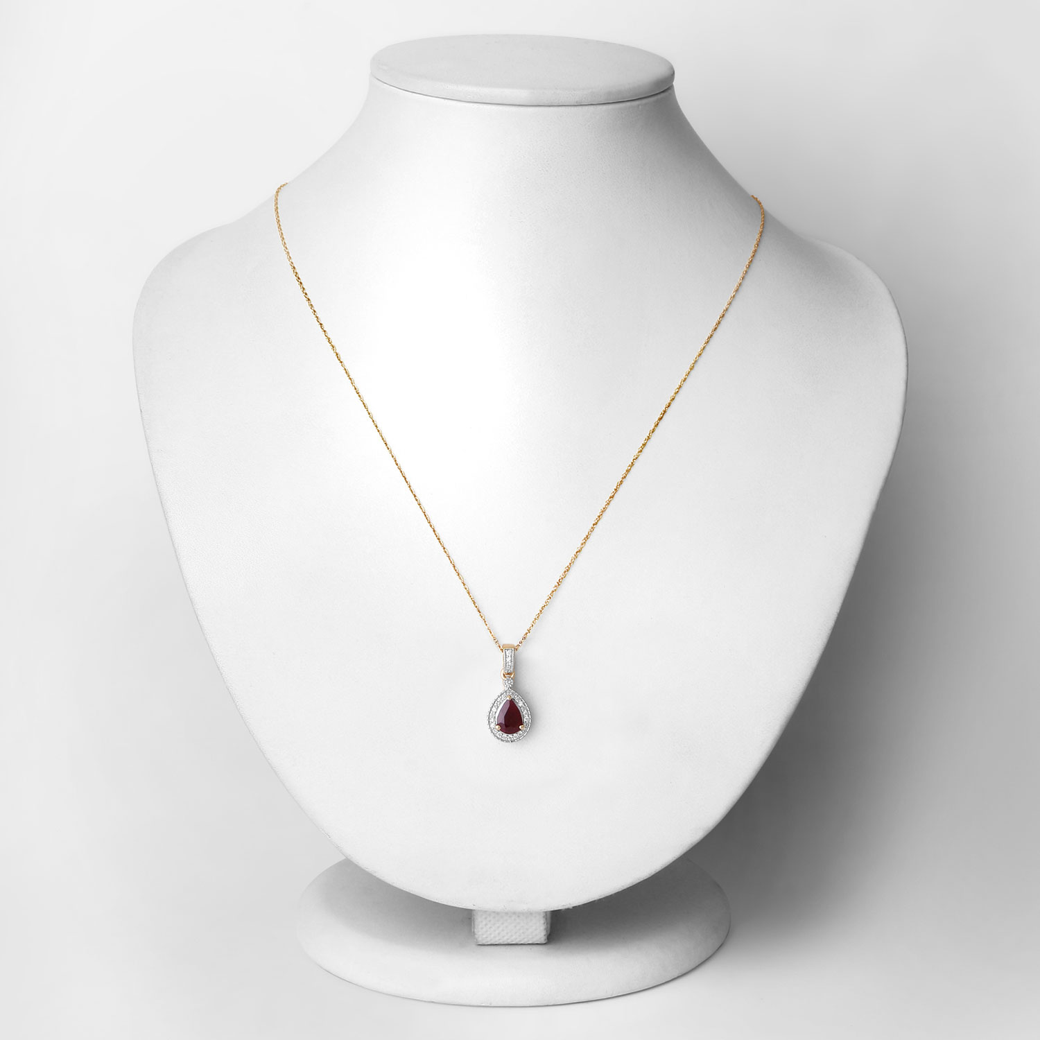 1.01 Carat Genuine Ruby and White Diamond 14K Yellow Gold Pendant
