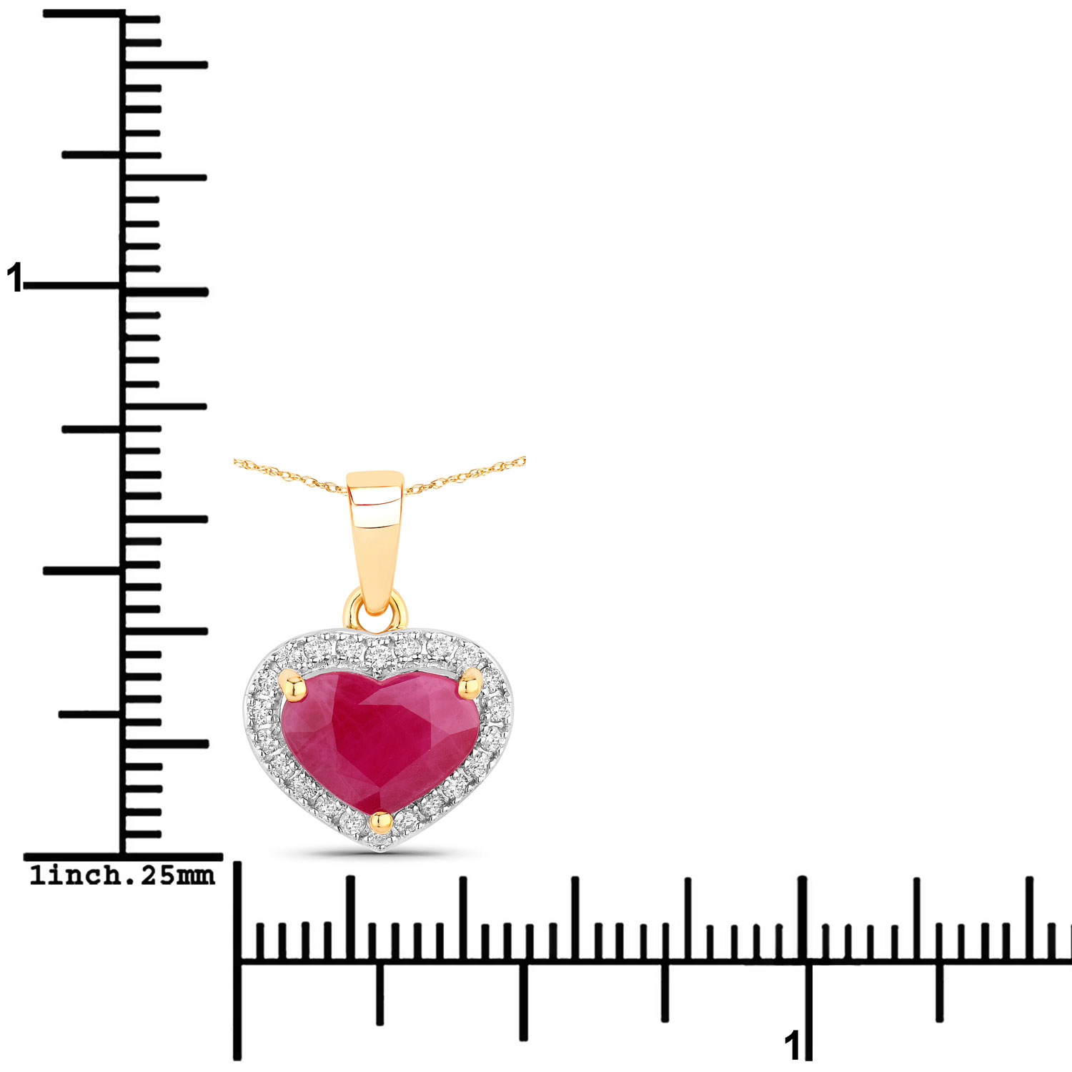 2.08 Carat Genuine Ruby and White Diamond 14K Yellow Gold Pendant