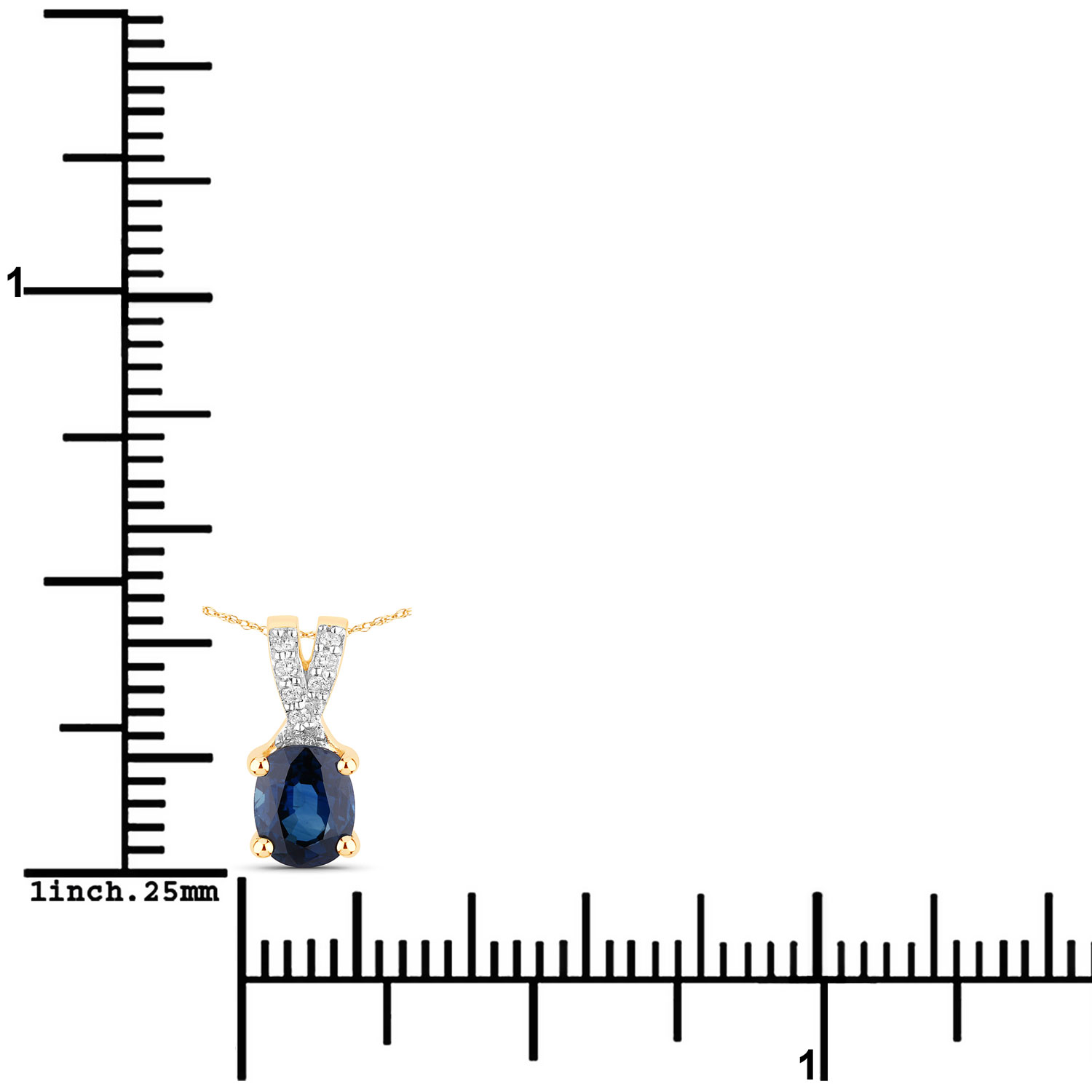 0.71 Carat Genuine Blue Sapphire and White Diamond 14K Yellow Gold Pendant