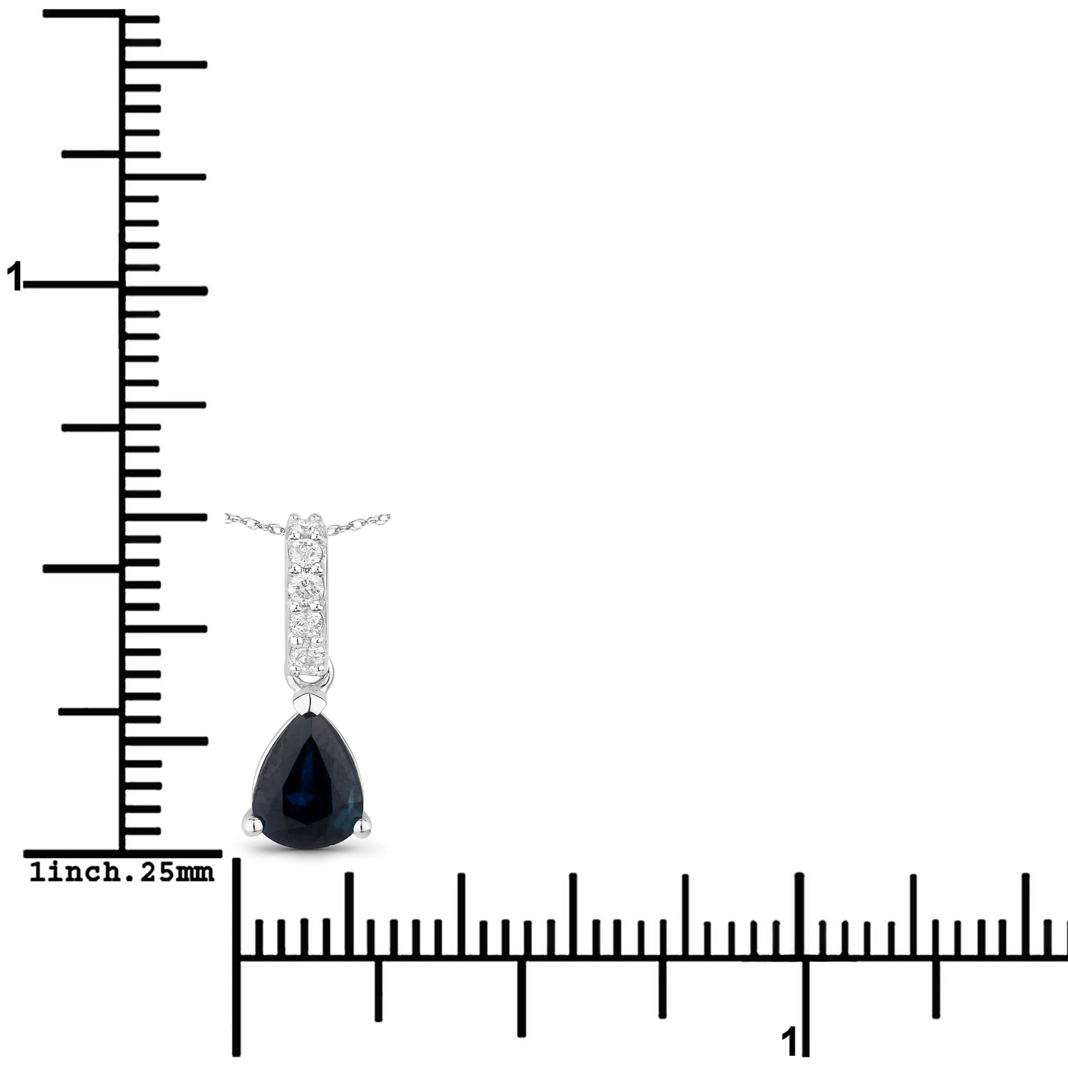 0.82 Carat Genuine Blue Sapphire and White Diamond 14K White Gold Pendant