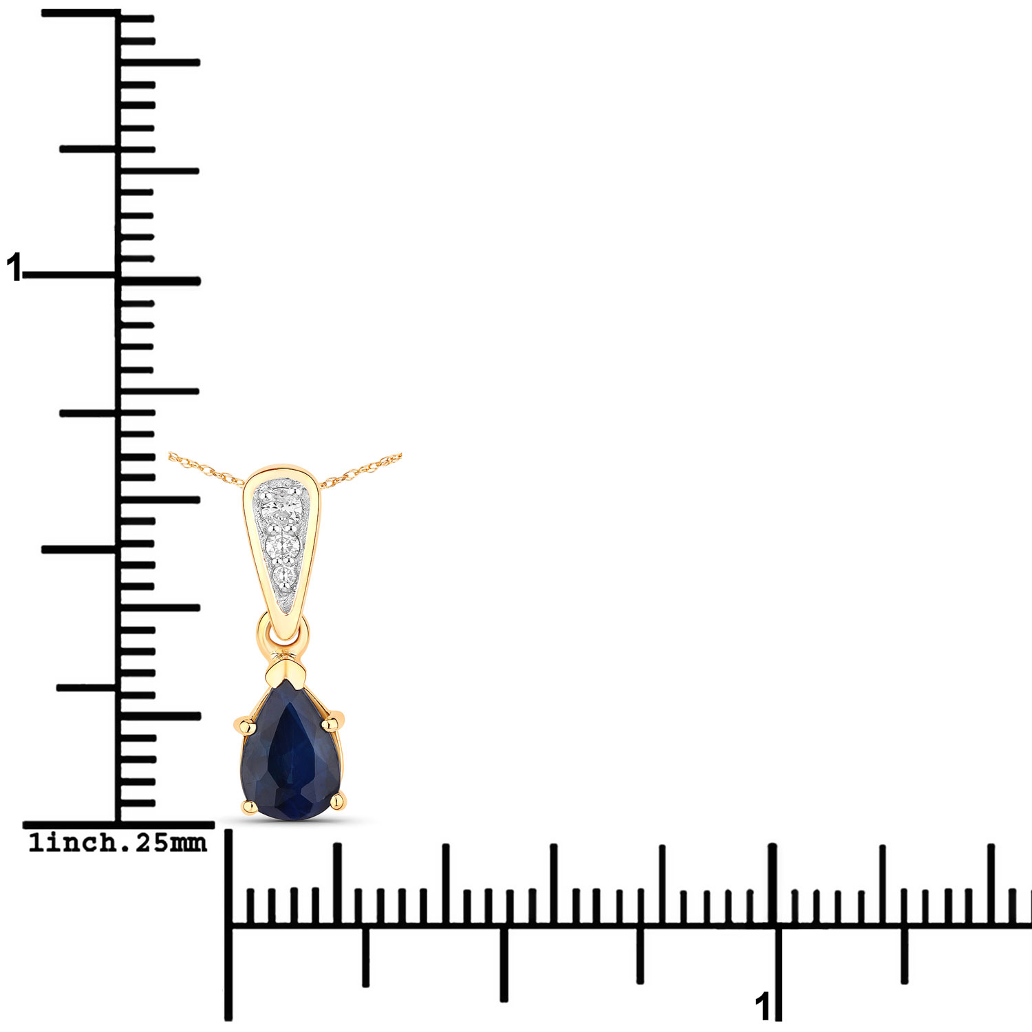 0.85 Carat Genuine Blue Sapphire and White Diamond 14K Yellow Gold Pendant