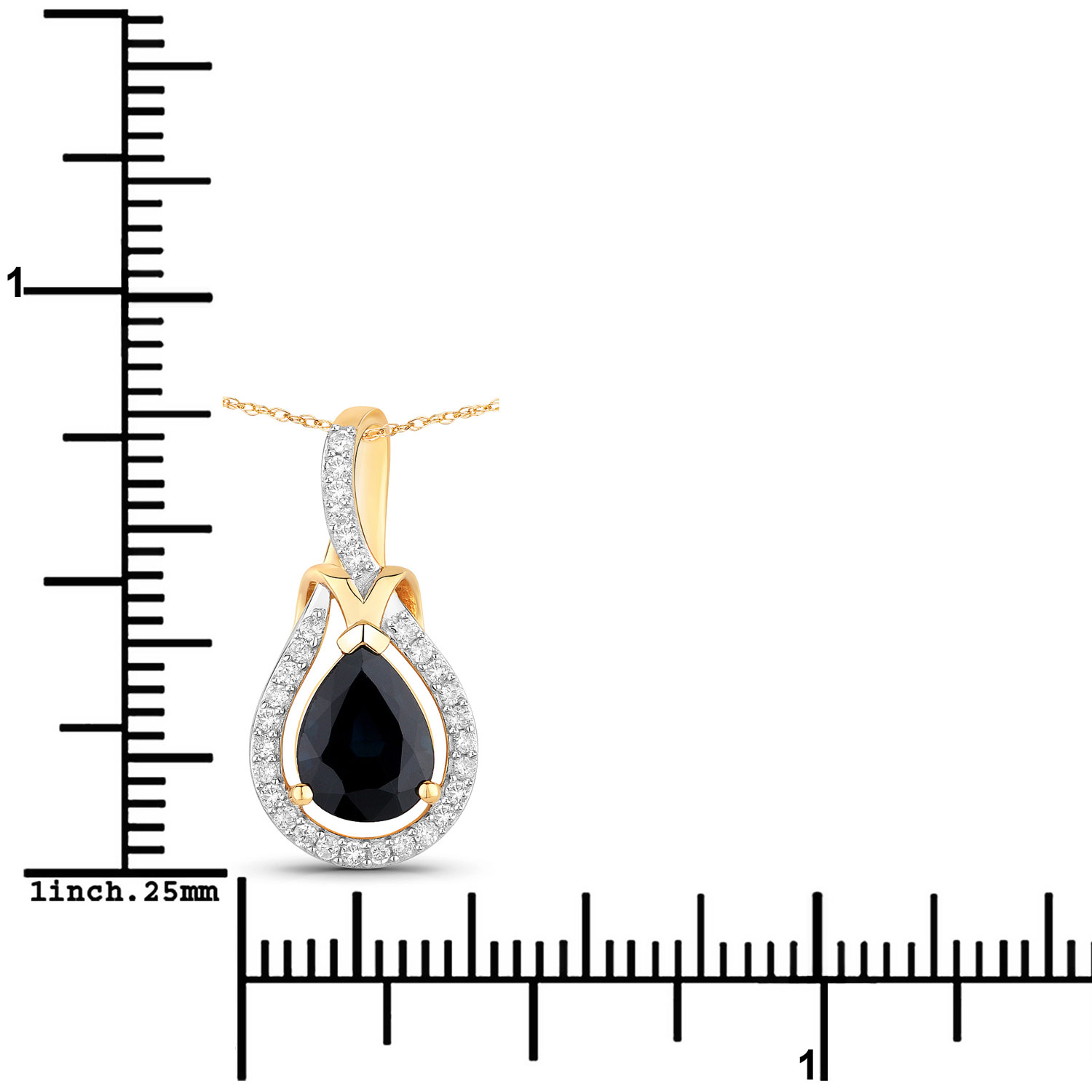 1.48 Carat Genuine Blue Sapphire and White Diamond 14K Yellow Gold Pendant