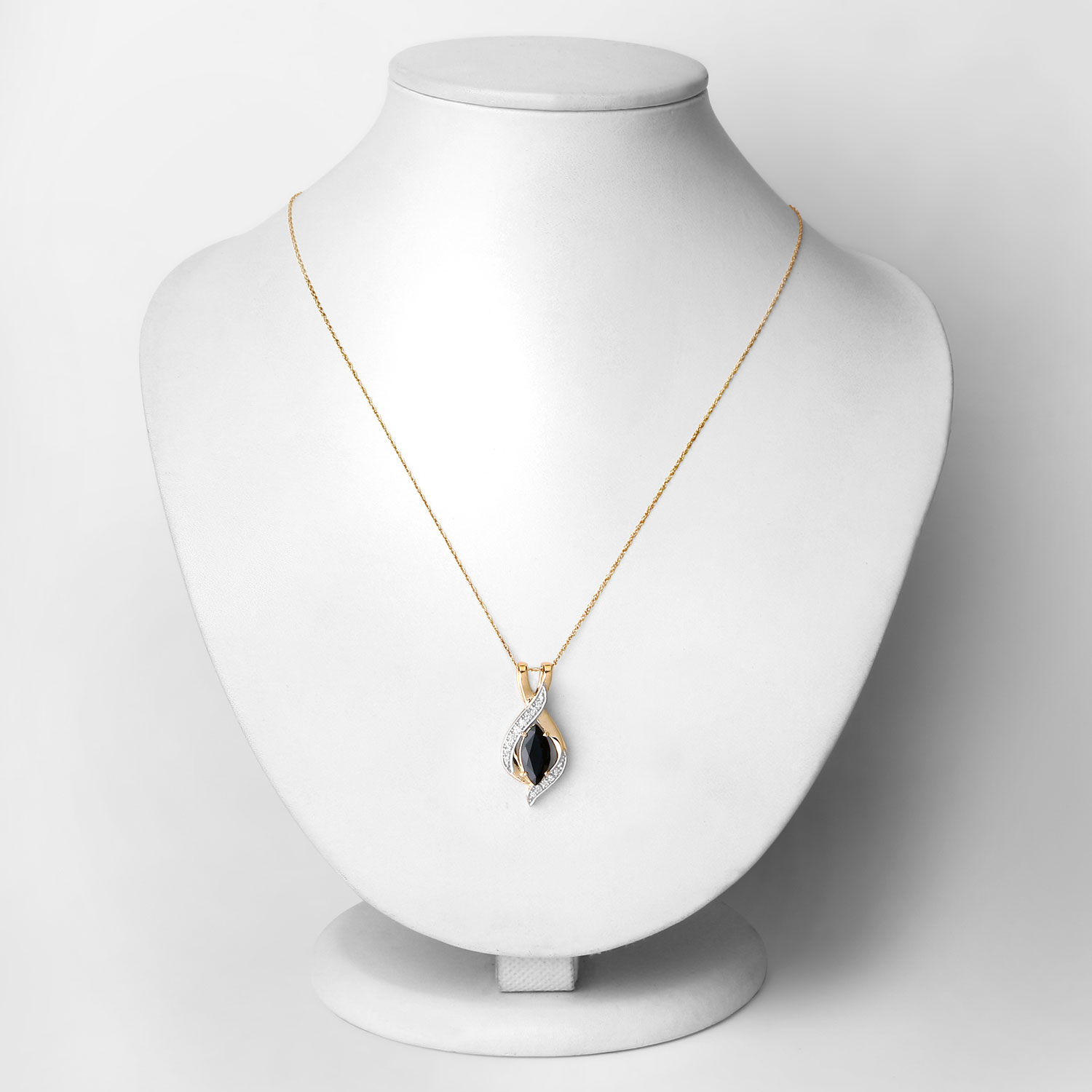 2.27 Carat Genuine Blue Sapphire and White Diamond 14K Yellow Gold Pendant
