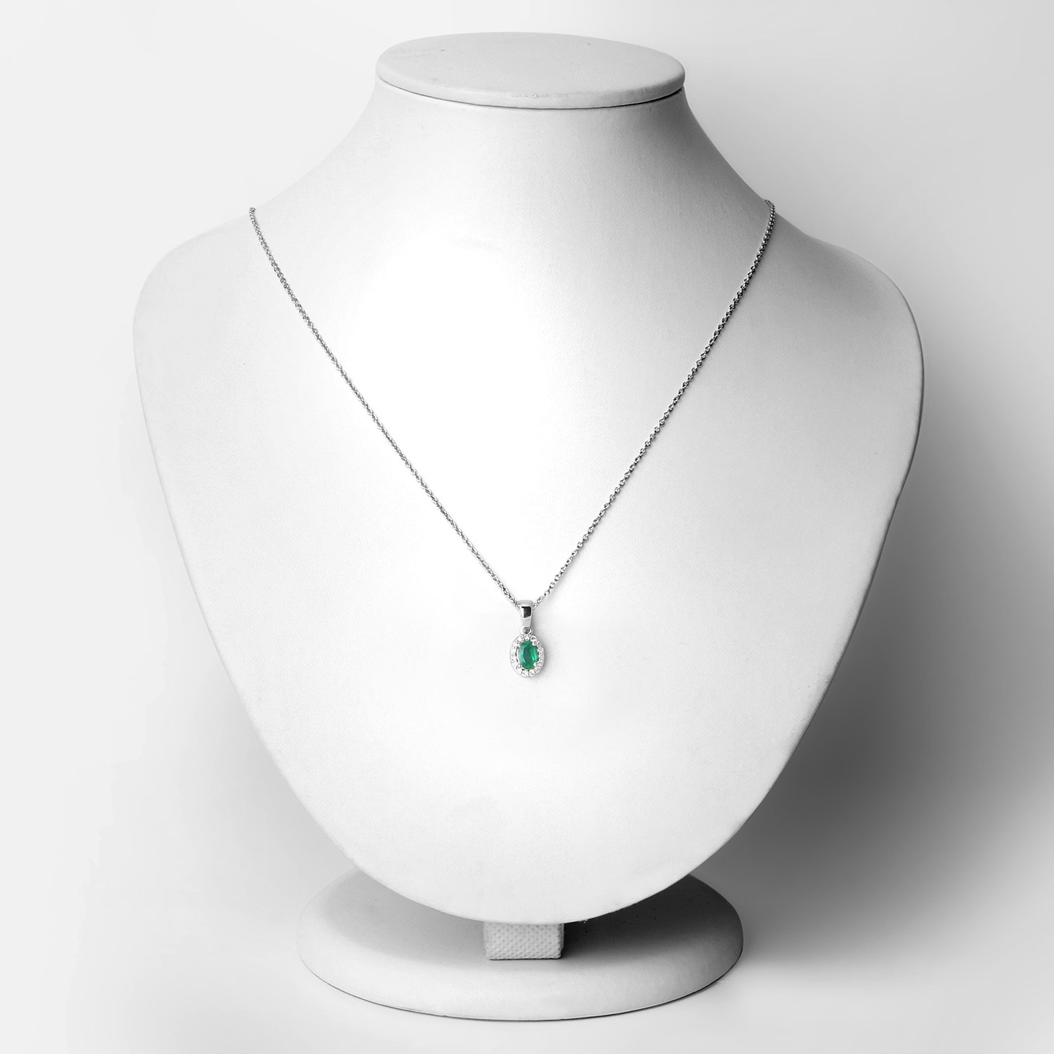 0.59 Carat Genuine Zambian Emerald and Lab Grown Diamond .925 Sterling Silver Pendant