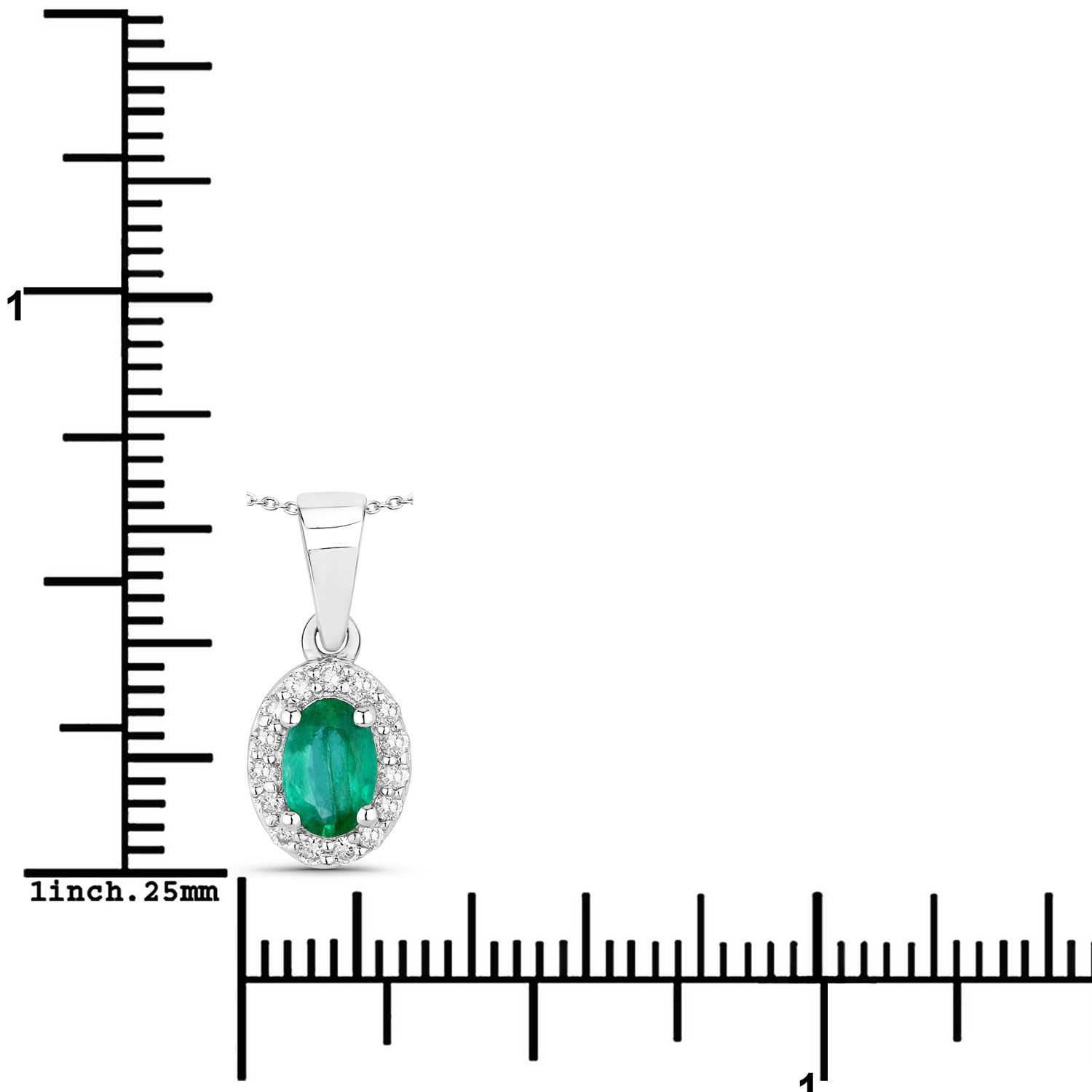 0.59 Carat Genuine Zambian Emerald and Lab Grown Diamond .925 Sterling Silver Pendant