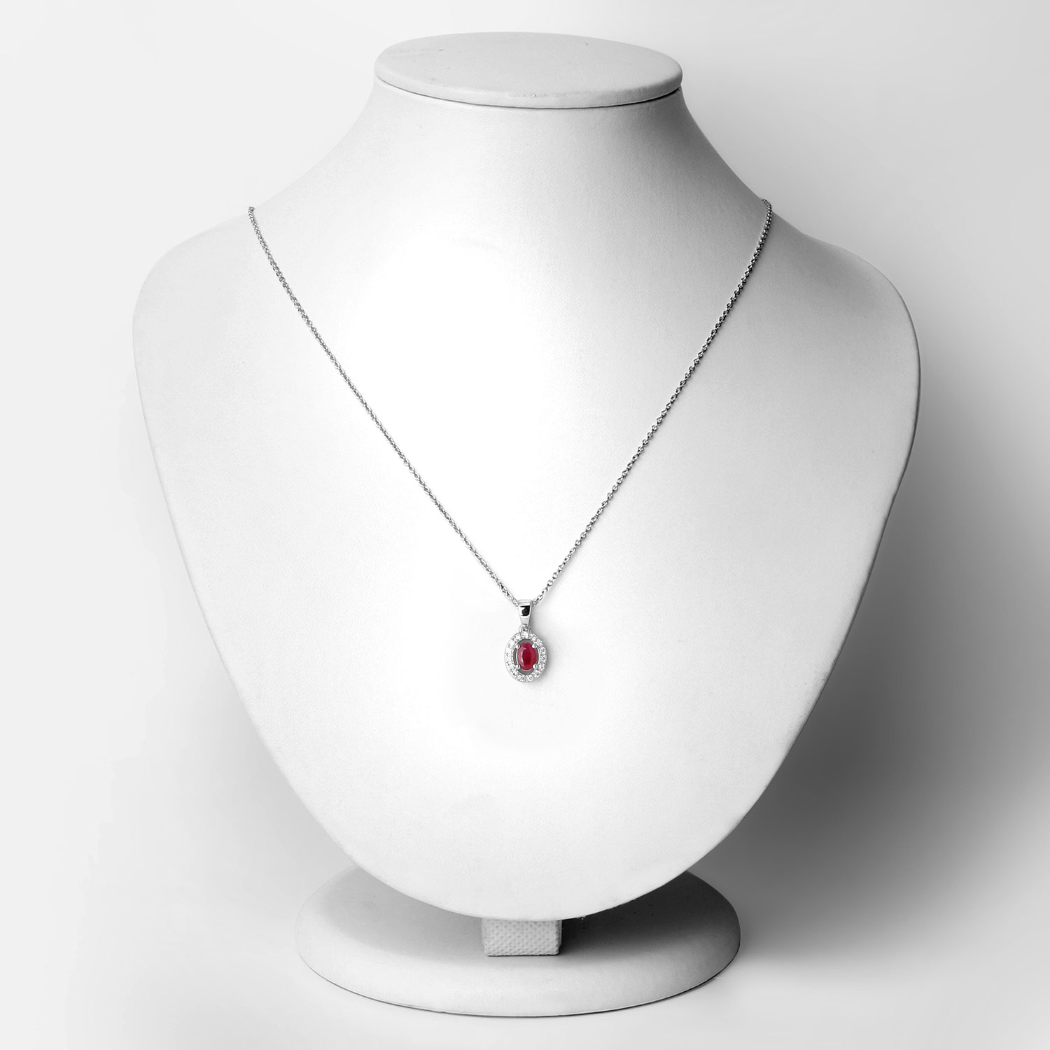 0.67 Carat Genuine Mozambique Ruby and Lab Grown Diamond .925 Sterling Silver Pendant