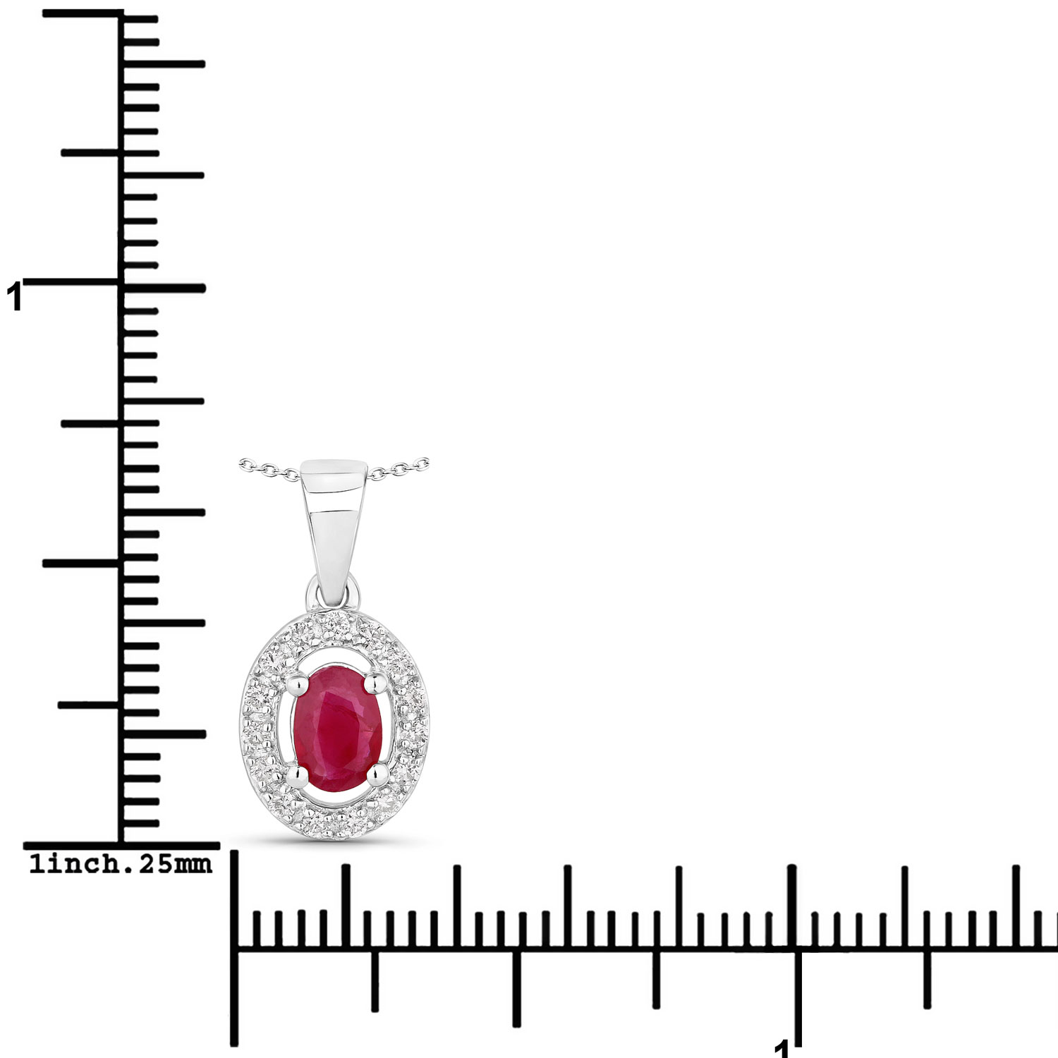 0.67 Carat Genuine Mozambique Ruby and Lab Grown Diamond .925 Sterling Silver Pendant