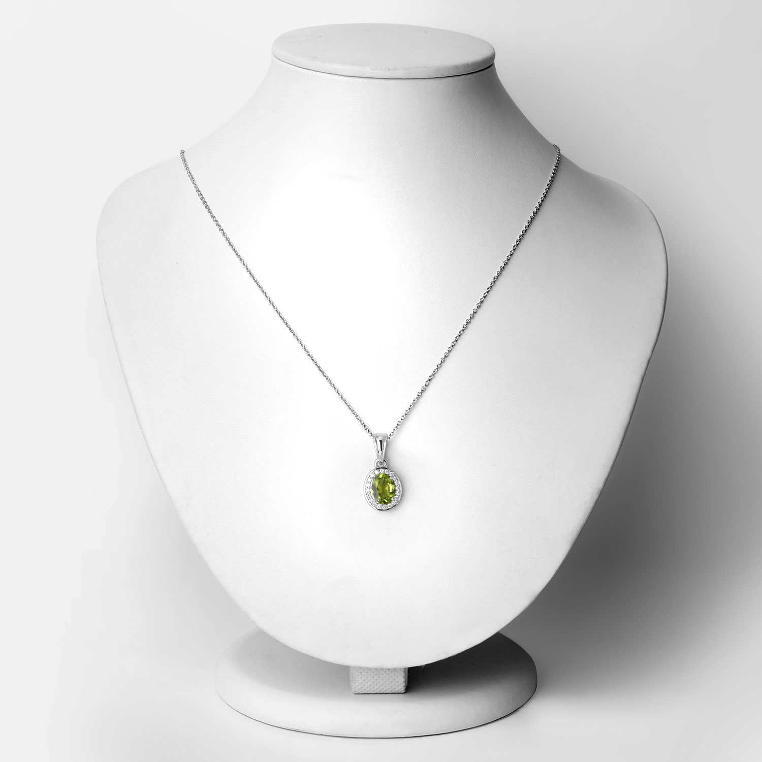 1.90 Carat Genuine Peridot and Lab Grown Diamond .925 Sterling Silver Pendant