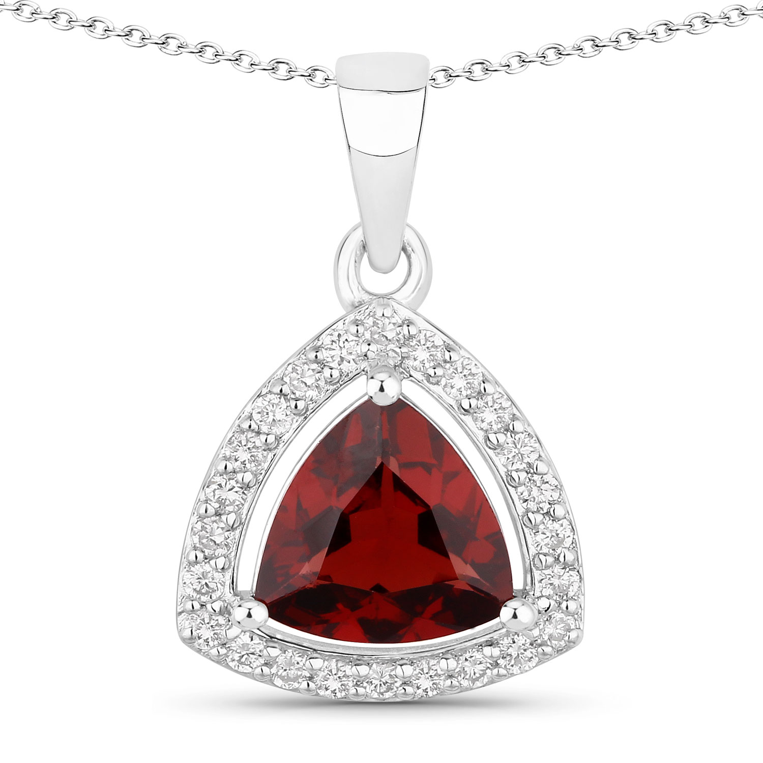 2.24 Carat Genuine Mozambique Garnet and Lab Grown Diamond .925 Sterling Silver Pendant
