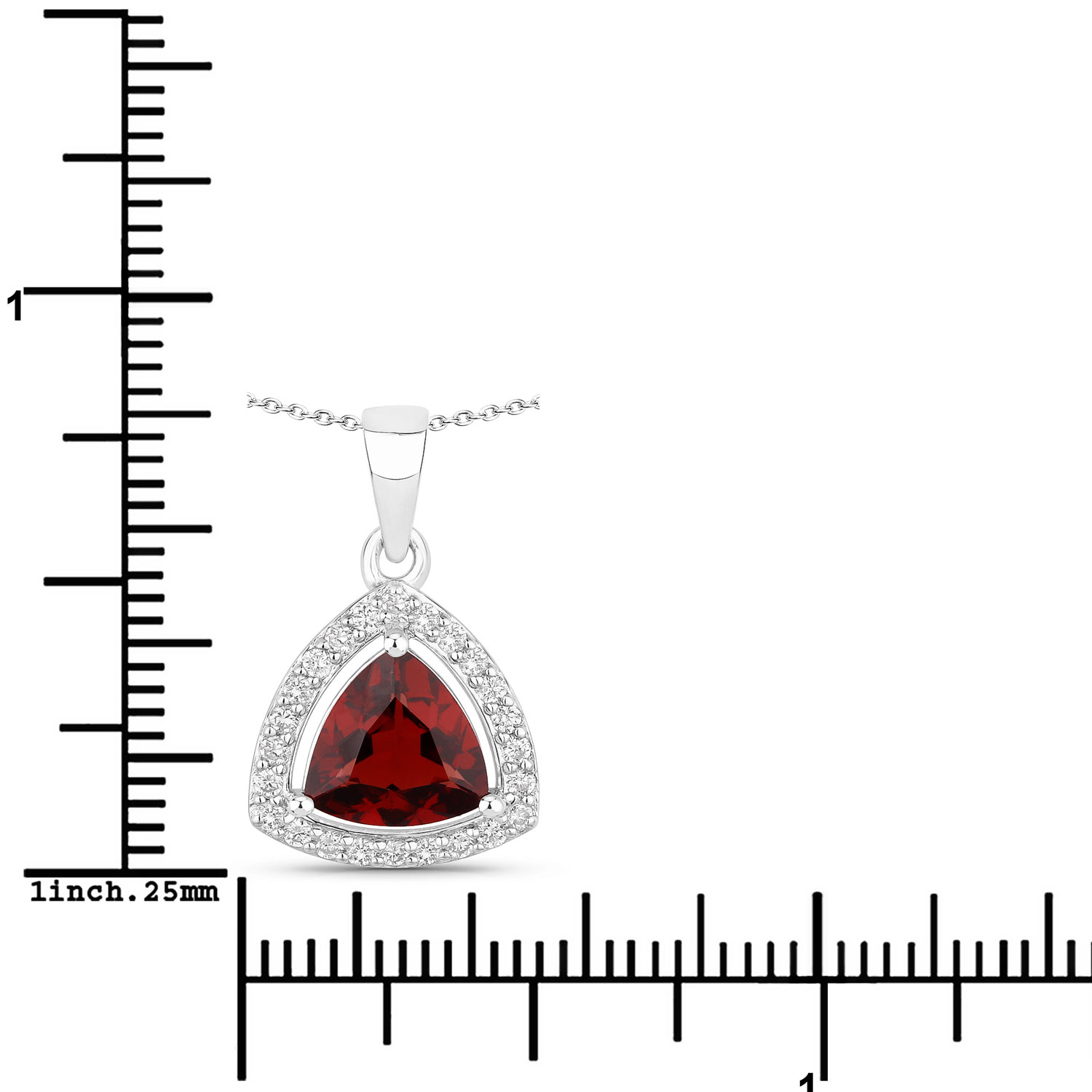 2.24 Carat Genuine Mozambique Garnet and Lab Grown Diamond .925 Sterling Silver Pendant