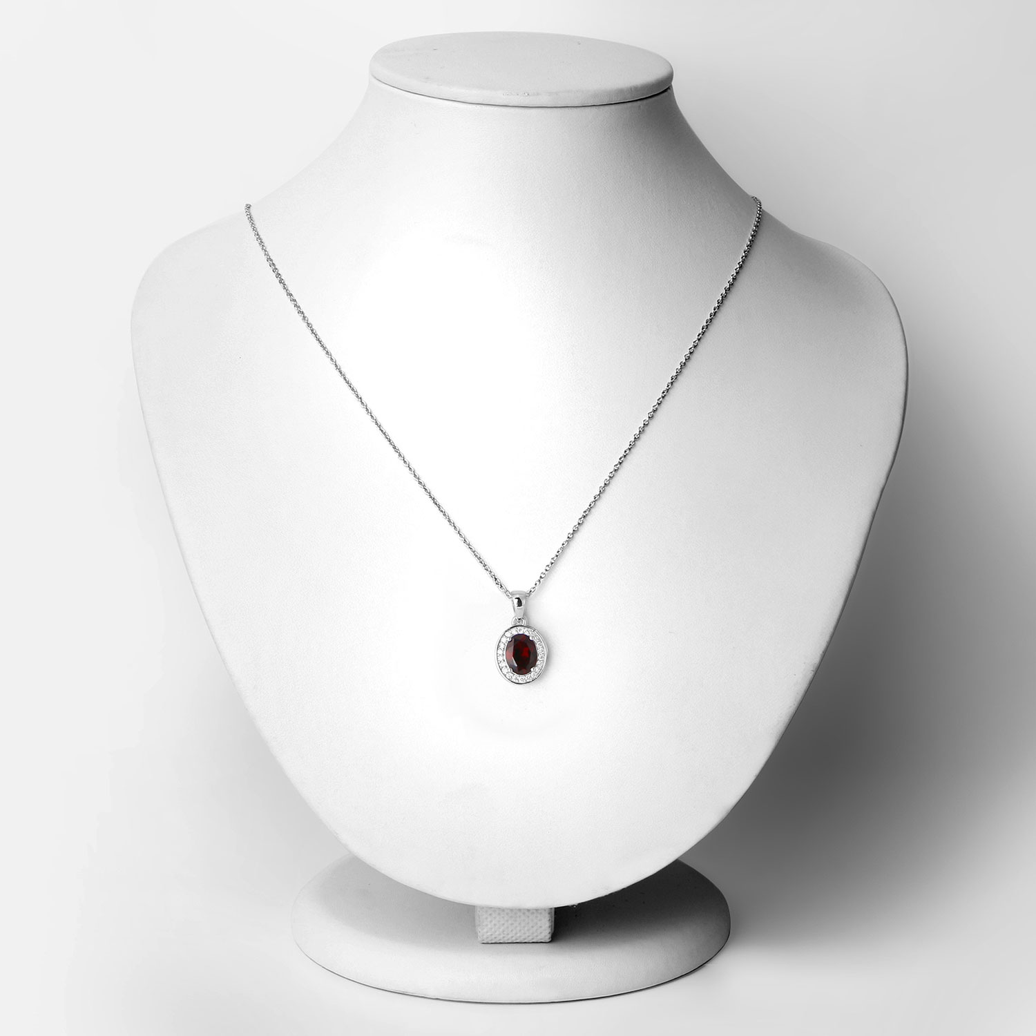 2.22 Carat Genuine Mozambique Garnet and Lab Grown Diamond .925 Sterling Silver Pendant