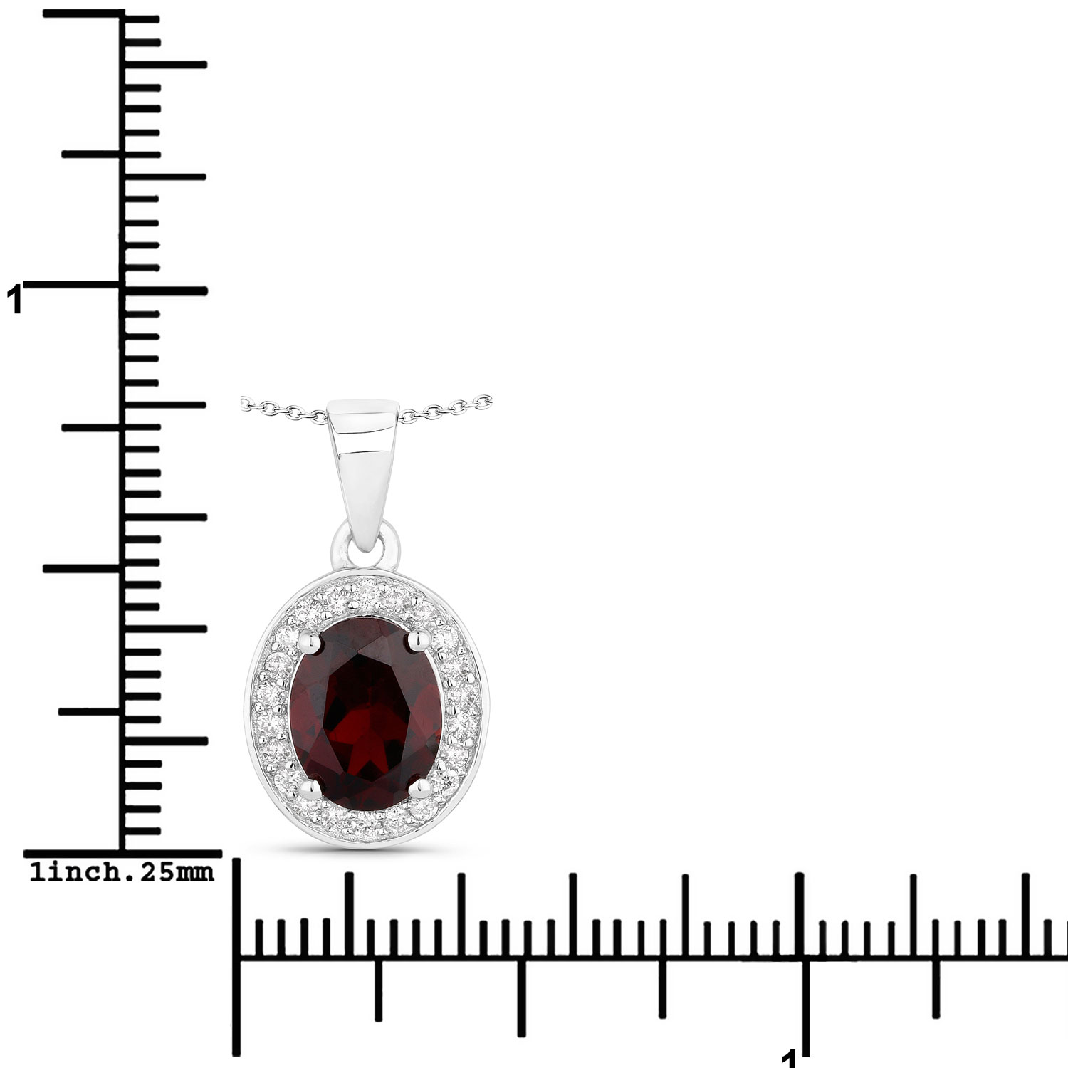 2.22 Carat Genuine Mozambique Garnet and Lab Grown Diamond .925 Sterling Silver Pendant