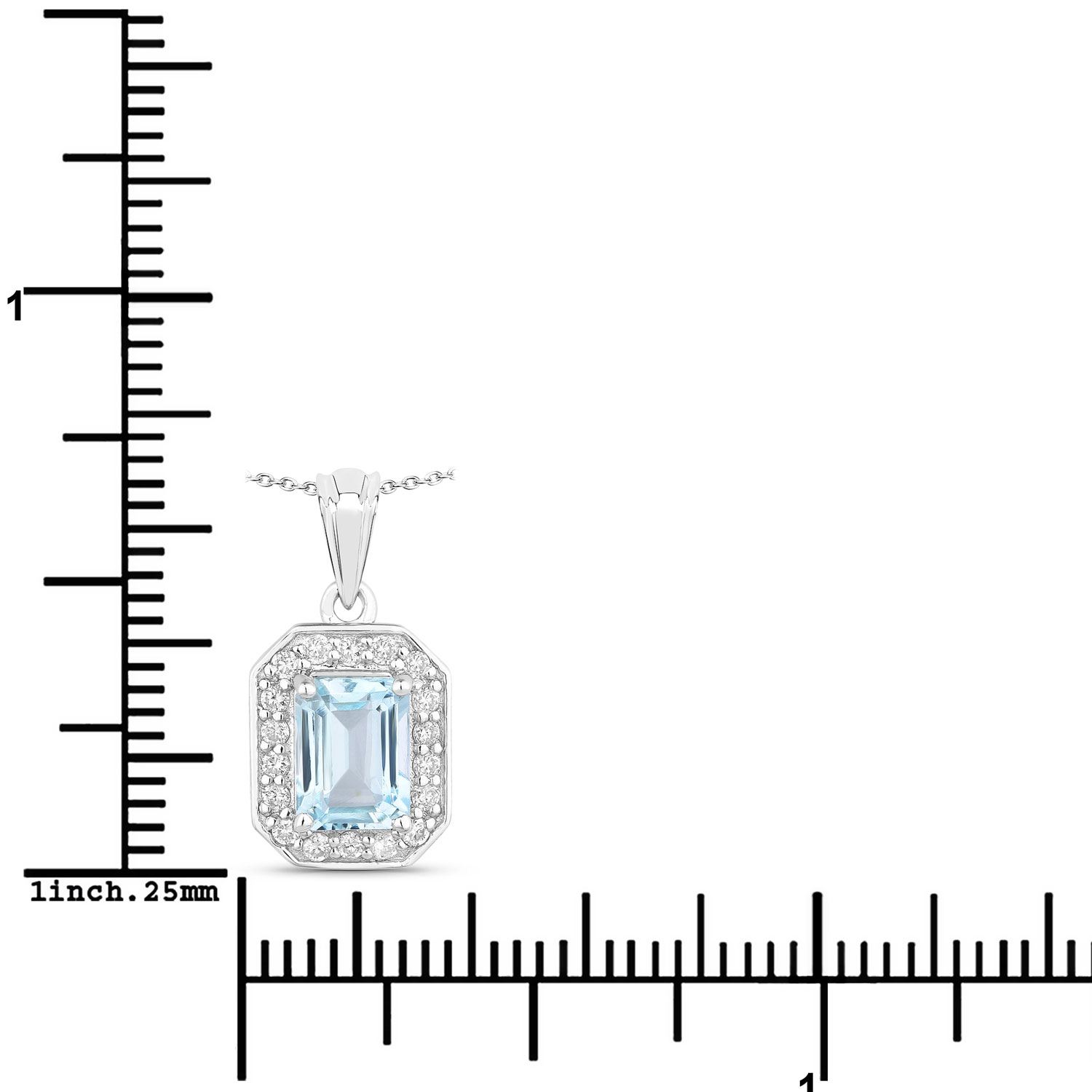 0.98 Carat Genuine Aquamarine and Lab Grown Diamond .925 Sterling Silver Pendant