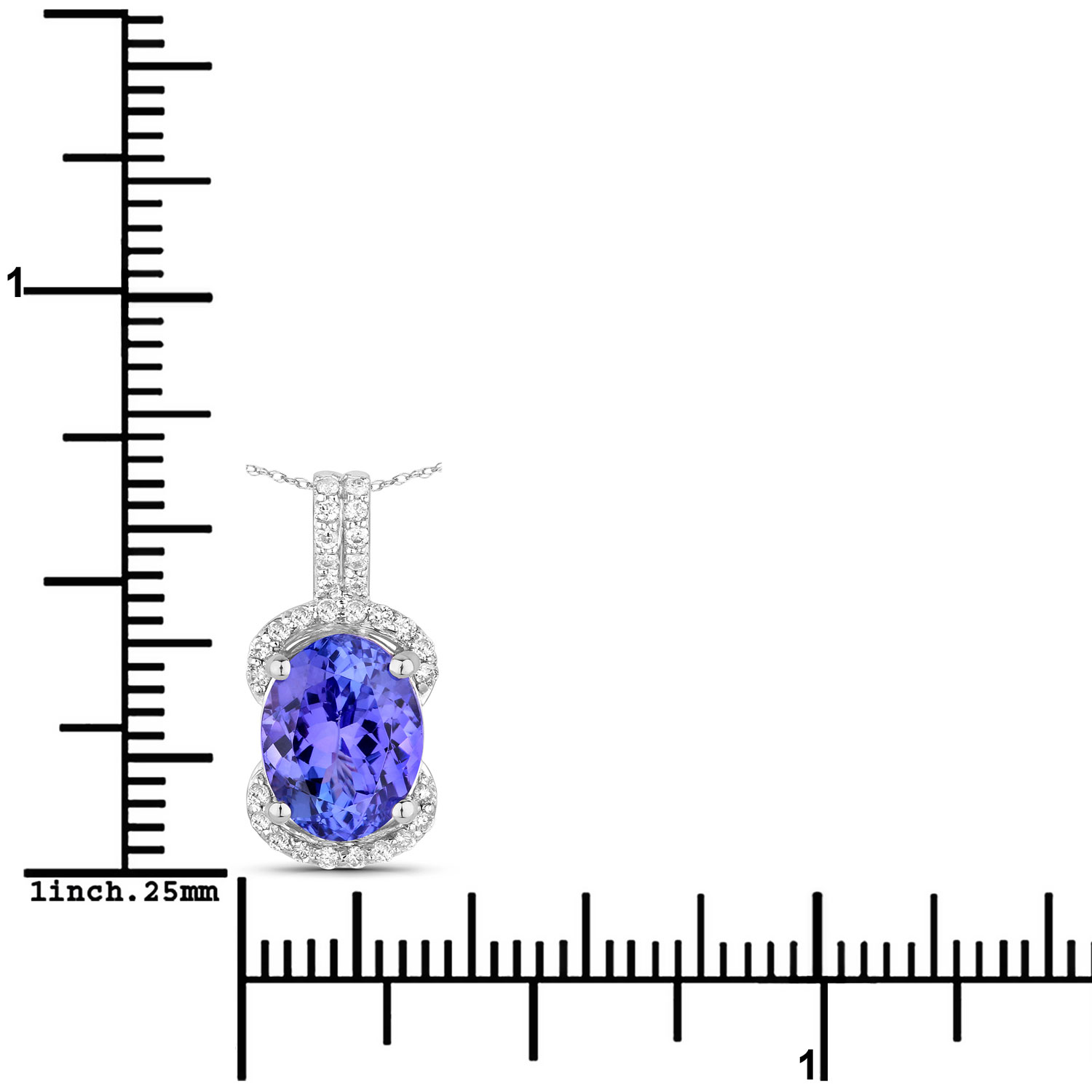 2.51 Carat Genuine Tanzanite and White Diamond 14K White Gold Pendant