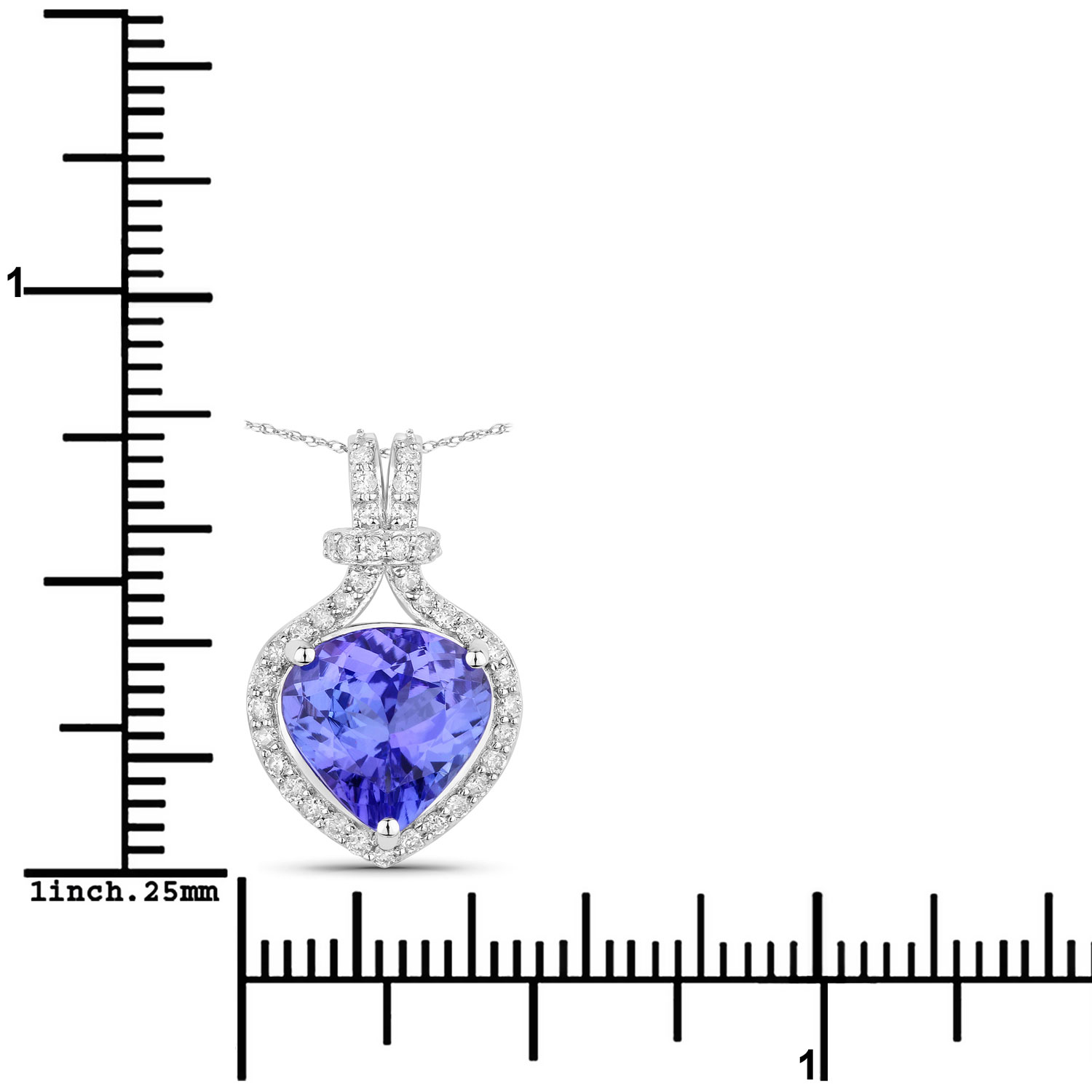 2.63 Carat Genuine Tanzanite and White Diamond 14K White Gold Pendant