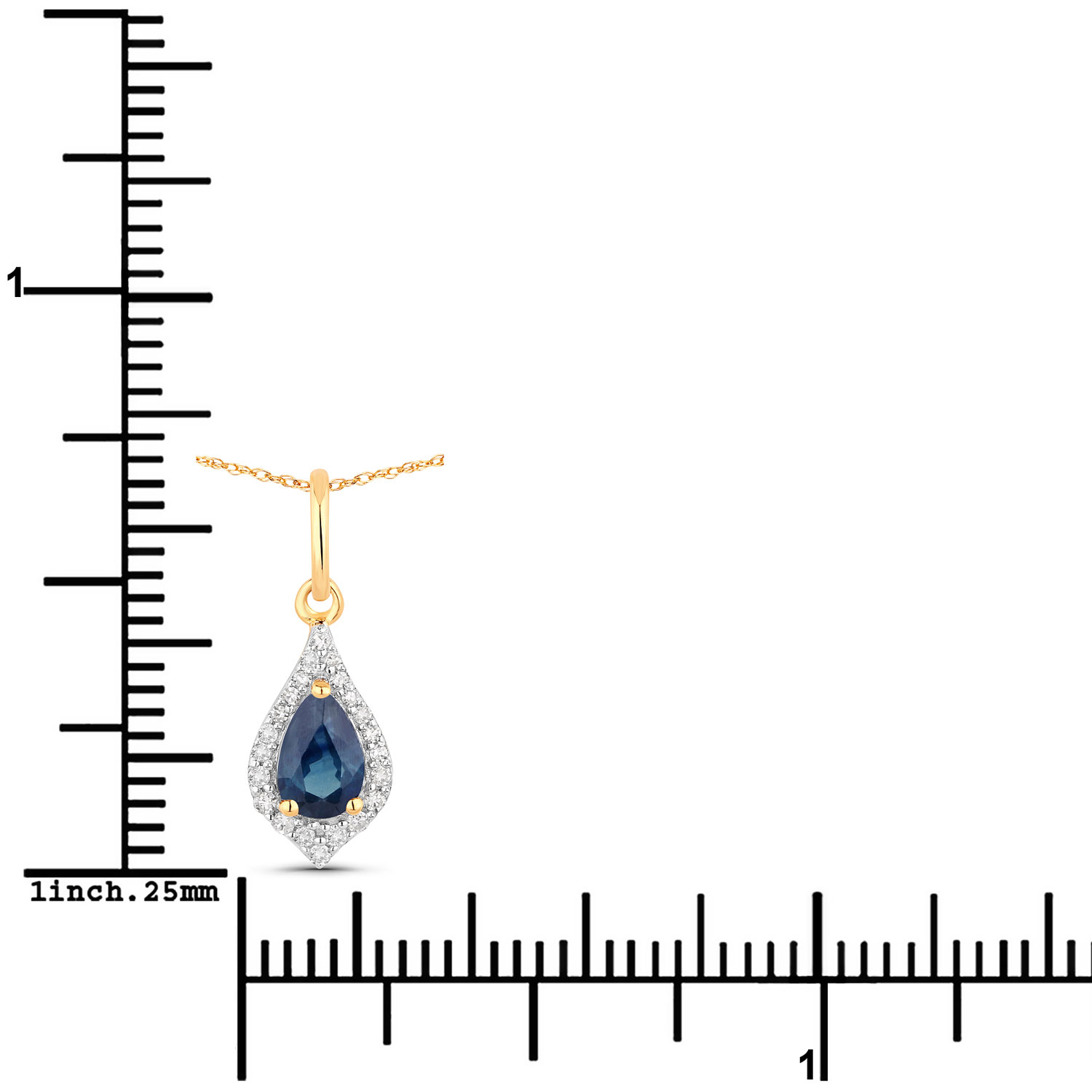 0.50 Carat Genuine Blue Sapphire and White Diamond 14K Yellow Gold Pendant
