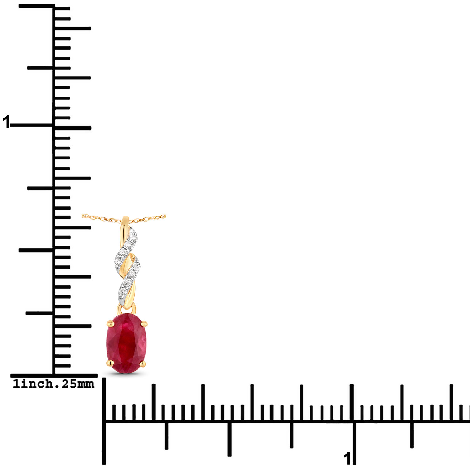 0.48 Carat Genuine Ruby and White Diamond 14K Yellow Gold Pendant