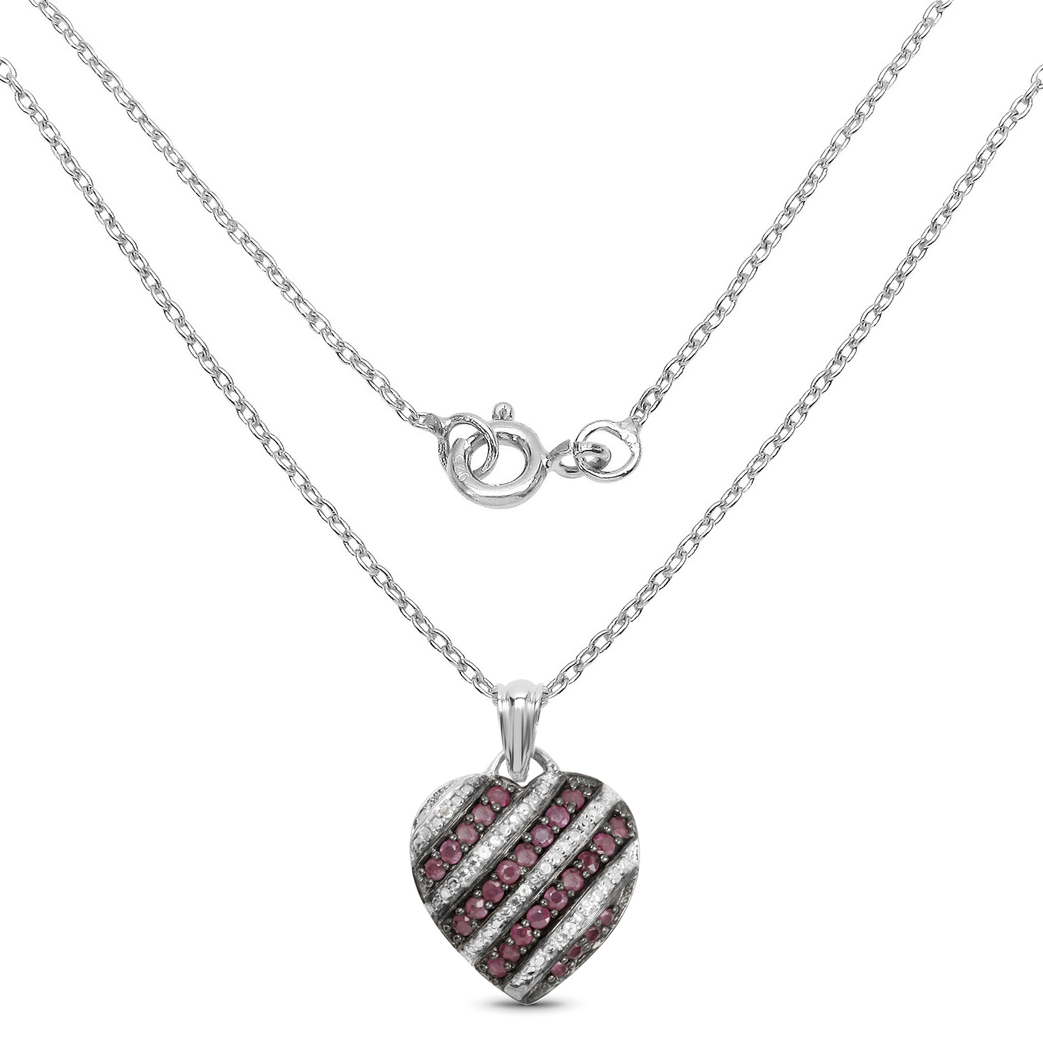 1.56 Carat Genuine Ruby and White Topaz .925 Sterling Silver Pendant