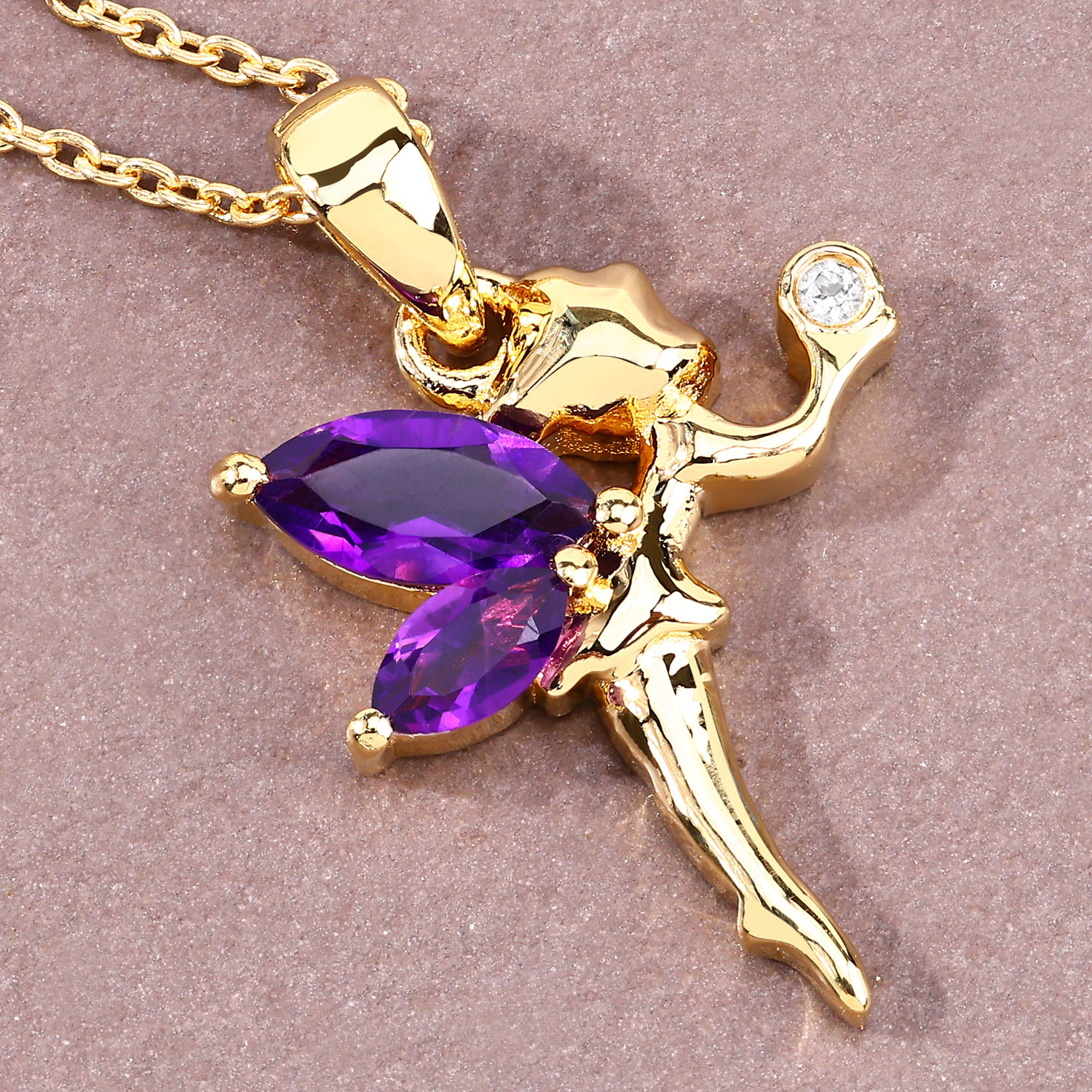 0.70 Carat Genuine Amethyst and White Topaz .925 Sterling Silver Pendant