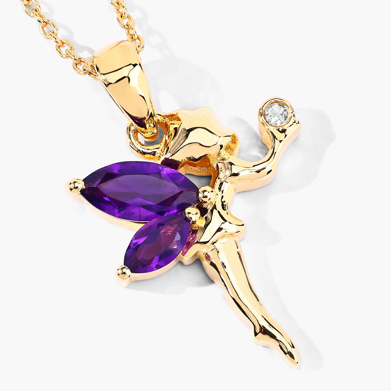 0.70 Carat Genuine Amethyst and White Topaz .925 Sterling Silver Pendant