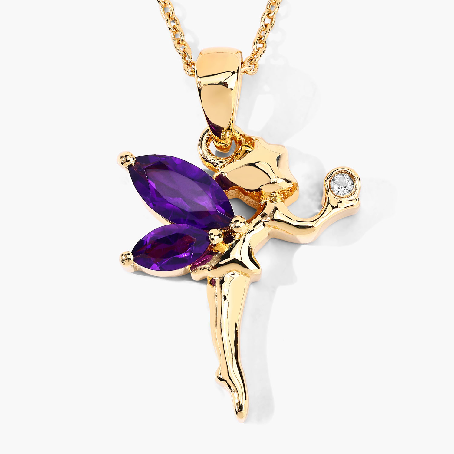 0.70 Carat Genuine Amethyst and White Topaz .925 Sterling Silver Pendant