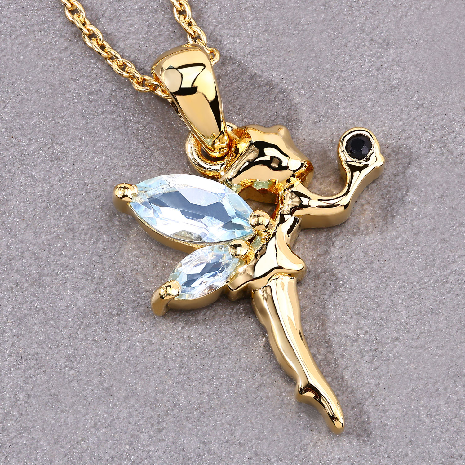 0.80 Carat Genuine Blue Topaz and White Topaz .925 Sterling Silver Pendant