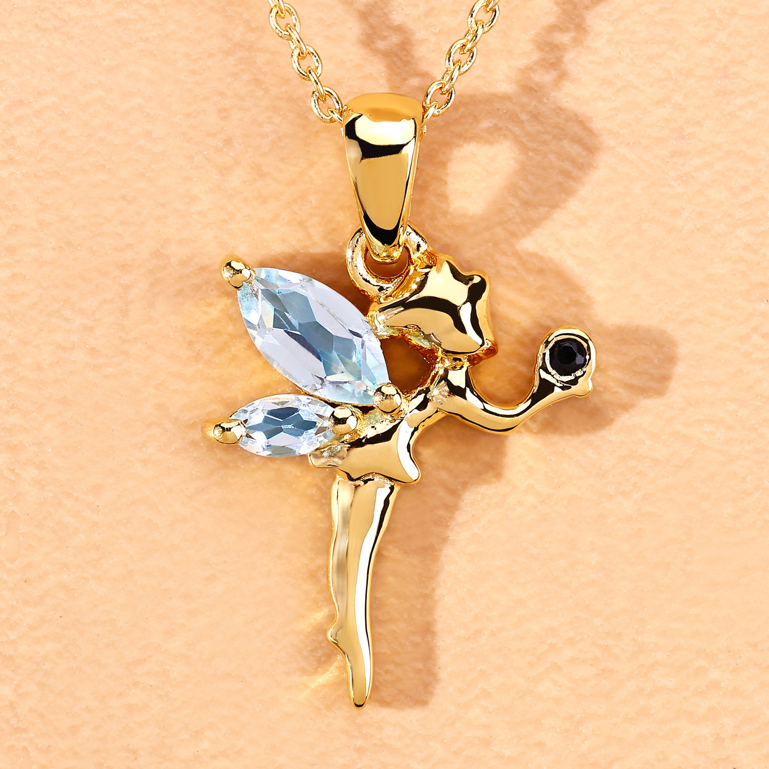 0.80 Carat Genuine Blue Topaz and White Topaz .925 Sterling Silver Pendant