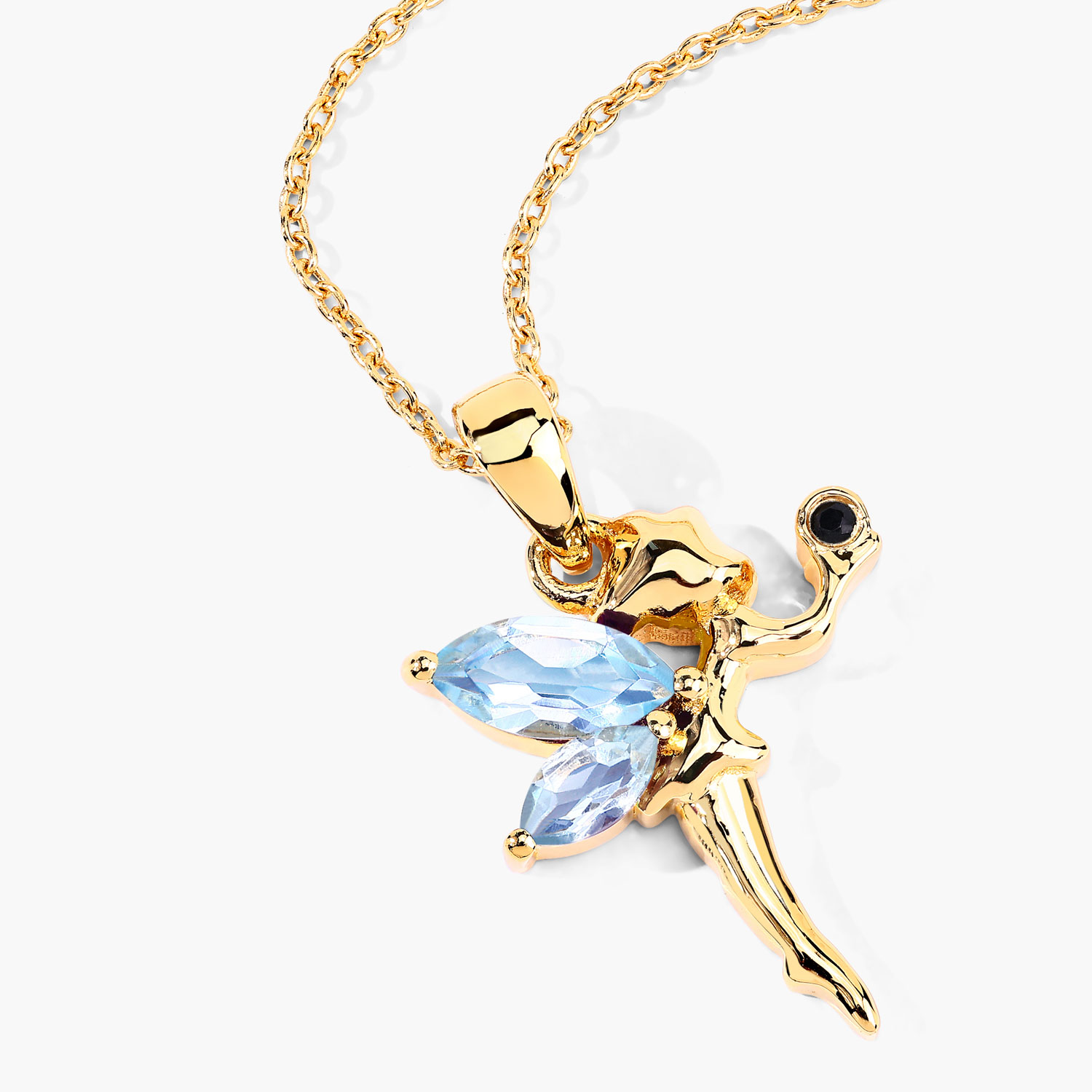 0.80 Carat Genuine Blue Topaz and White Topaz .925 Sterling Silver Pendant