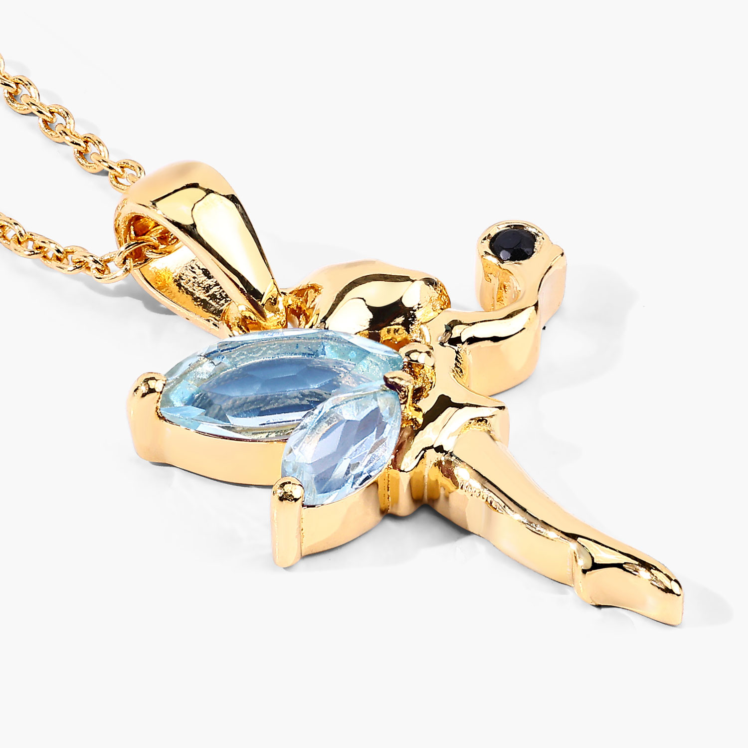 0.80 Carat Genuine Blue Topaz and White Topaz .925 Sterling Silver Pendant