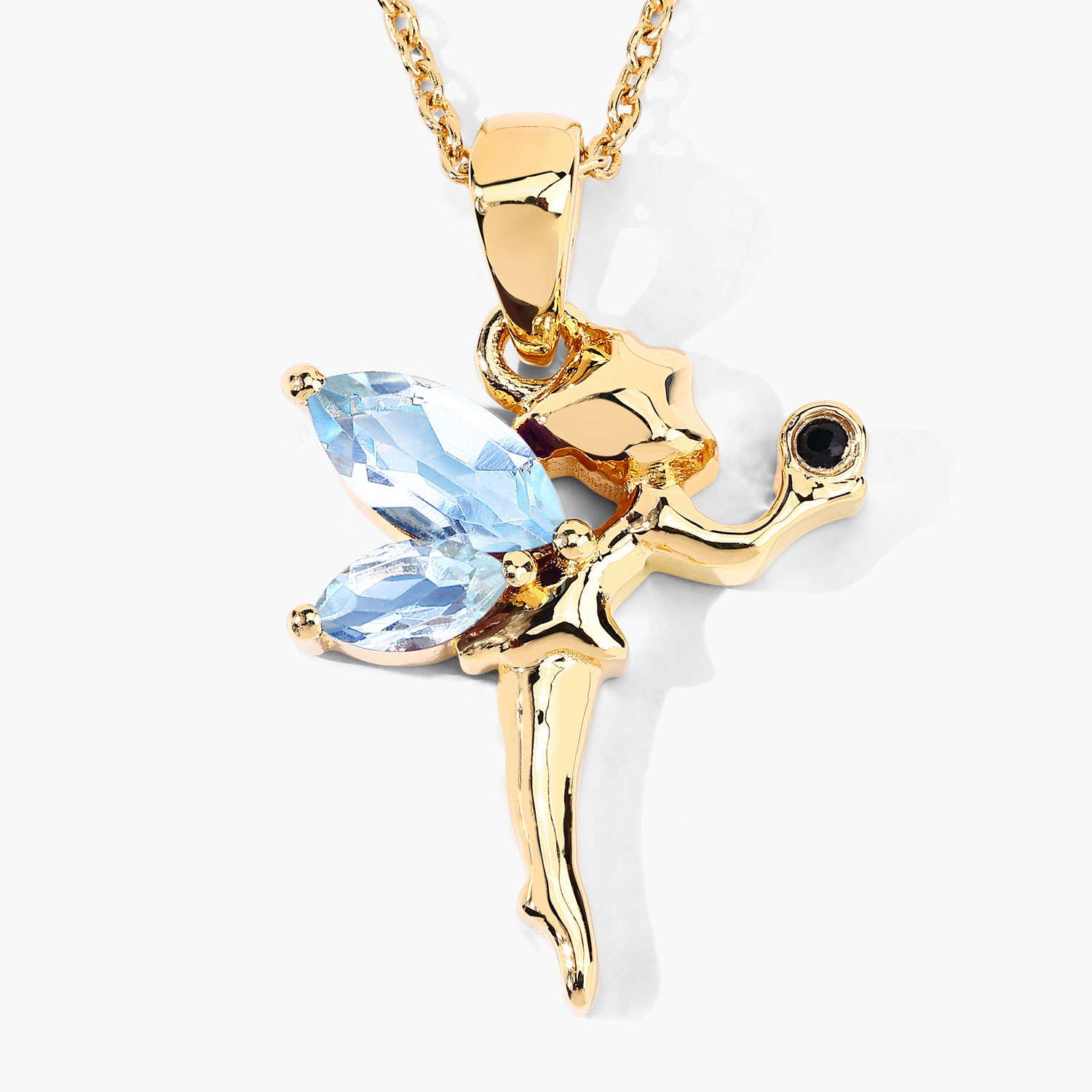 0.80 Carat Genuine Blue Topaz and White Topaz .925 Sterling Silver Pendant