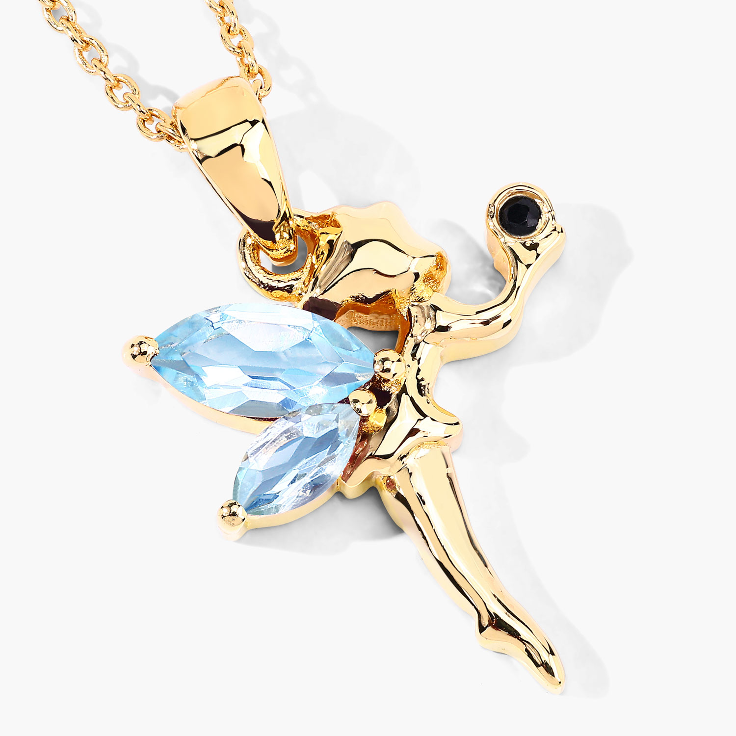 0.80 Carat Genuine Blue Topaz and White Topaz .925 Sterling Silver Pendant