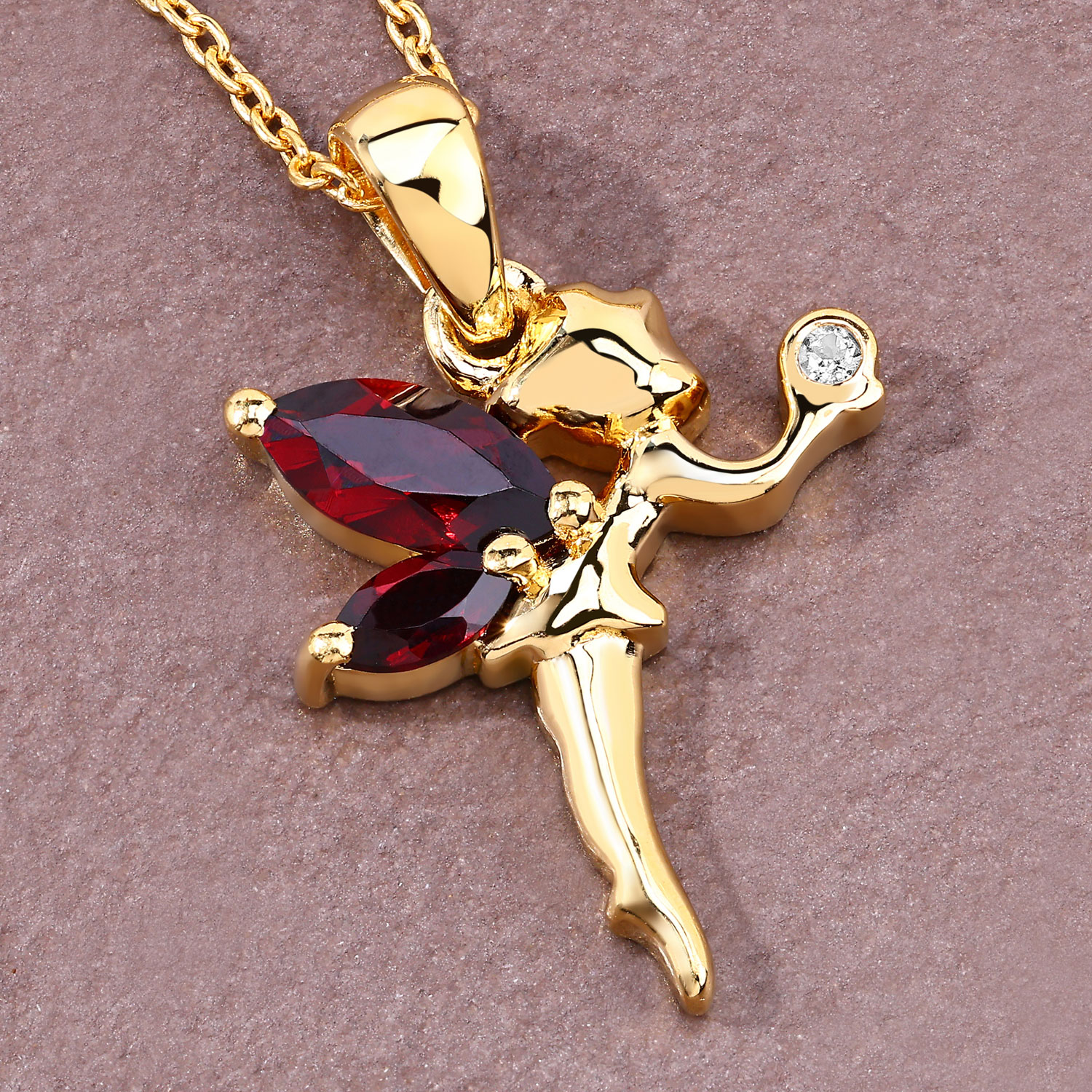 0.83 Carat Genuine Garnet and White Topaz .925 Sterling Silver Pendant