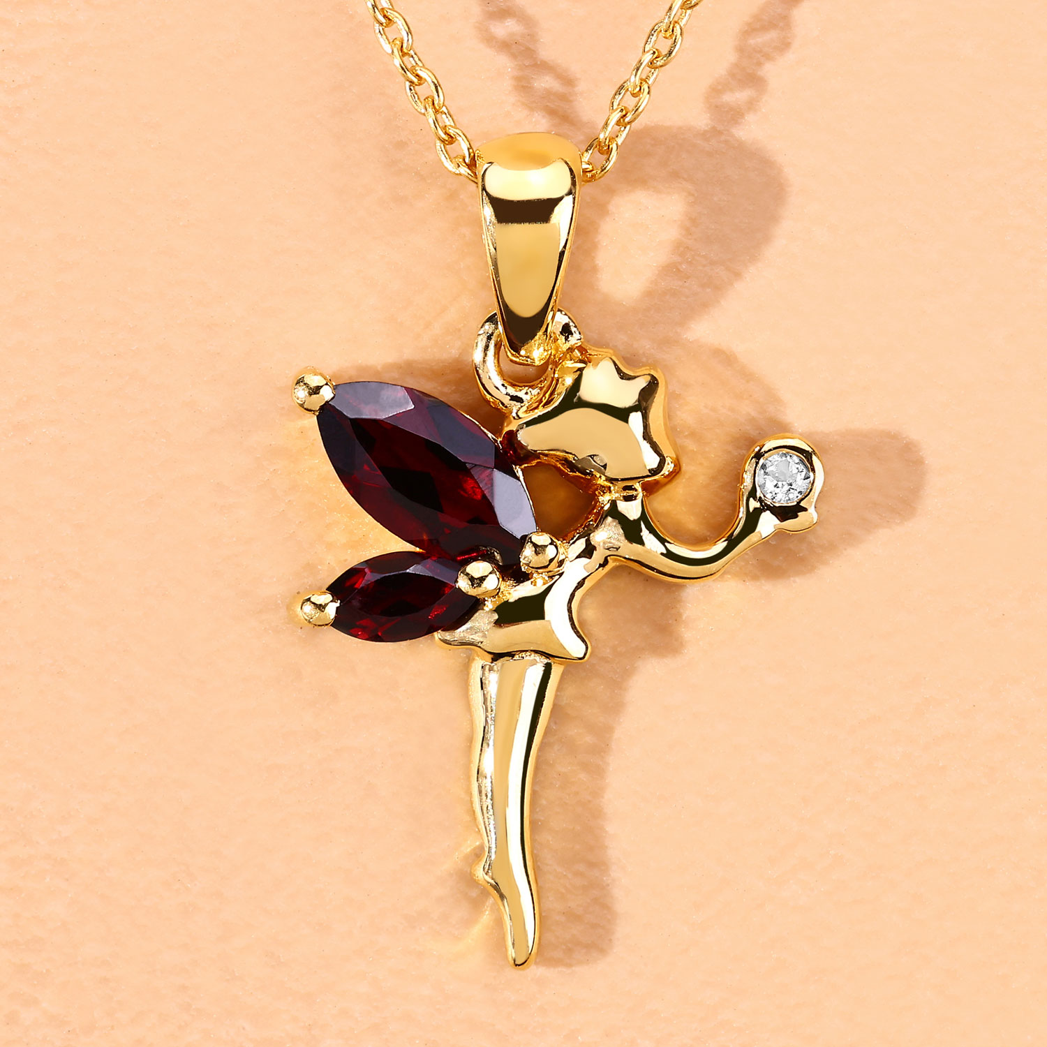 0.83 Carat Genuine Garnet and White Topaz .925 Sterling Silver Pendant