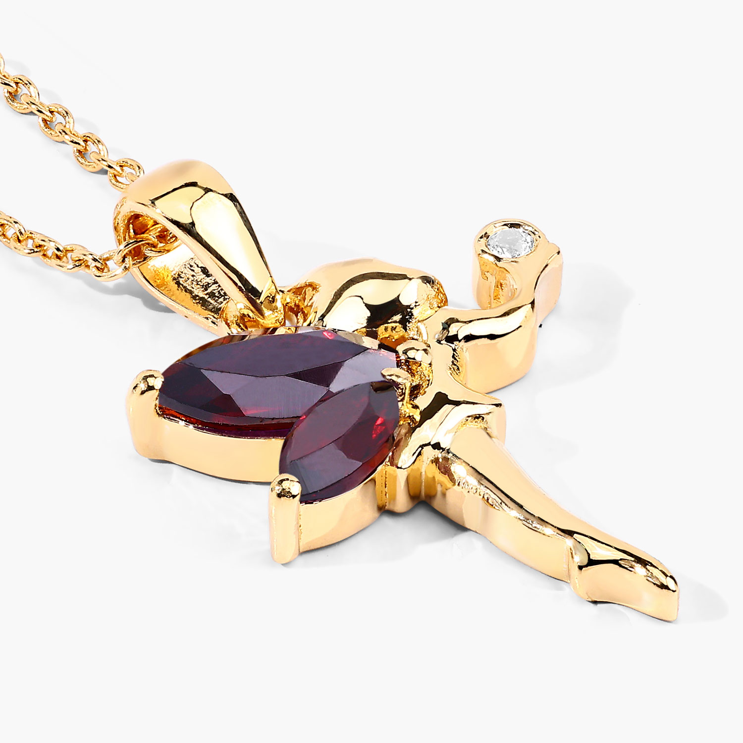 0.83 Carat Genuine Garnet and White Topaz .925 Sterling Silver Pendant