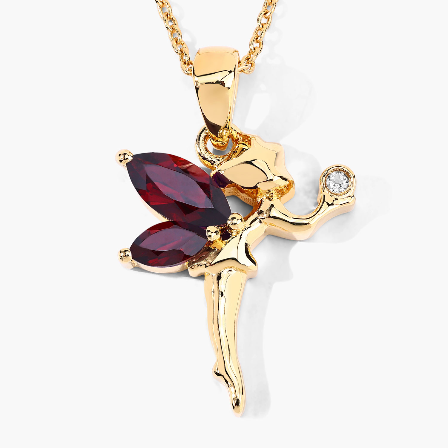 0.83 Carat Genuine Garnet and White Topaz .925 Sterling Silver Pendant