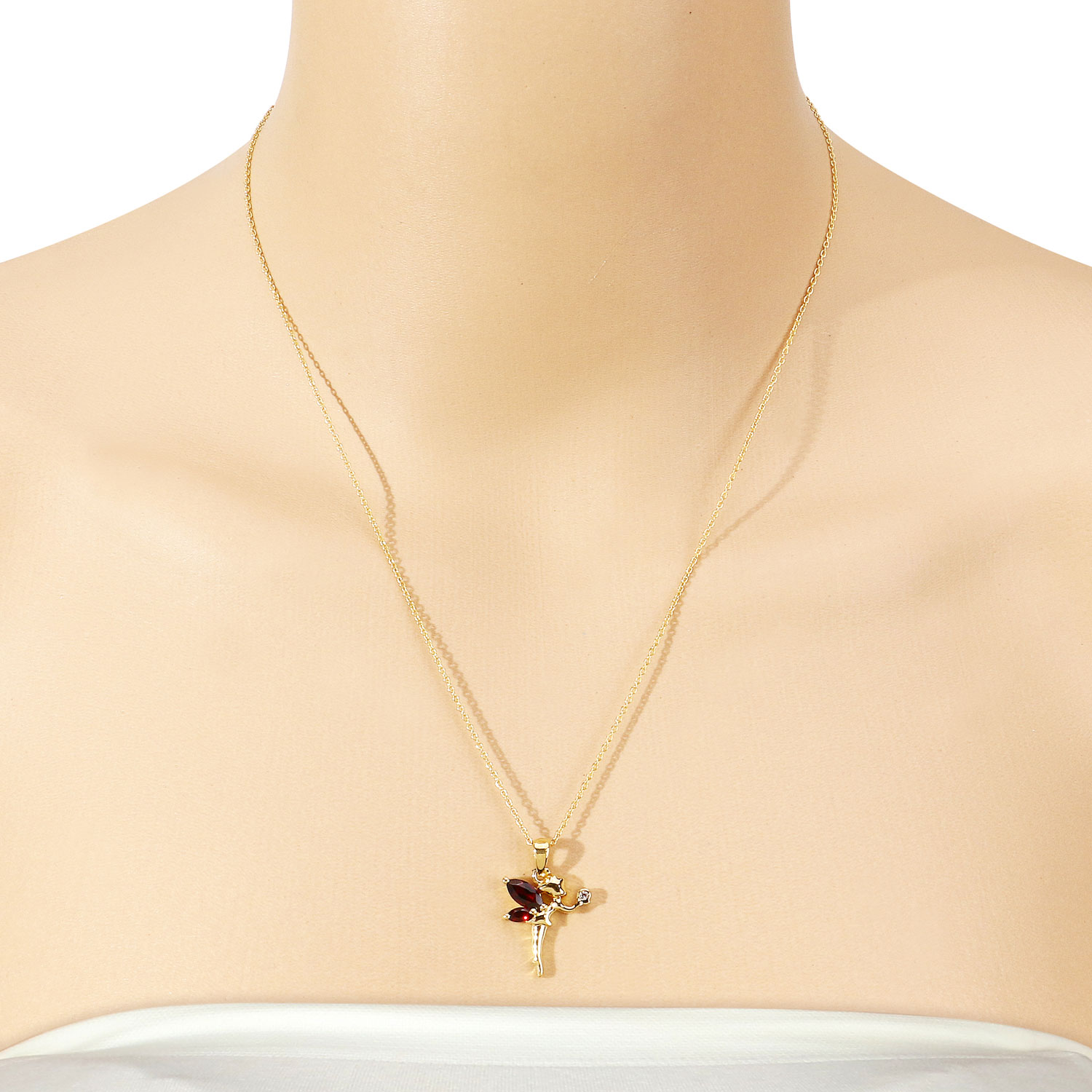 0.83 Carat Genuine Garnet and White Topaz .925 Sterling Silver Pendant