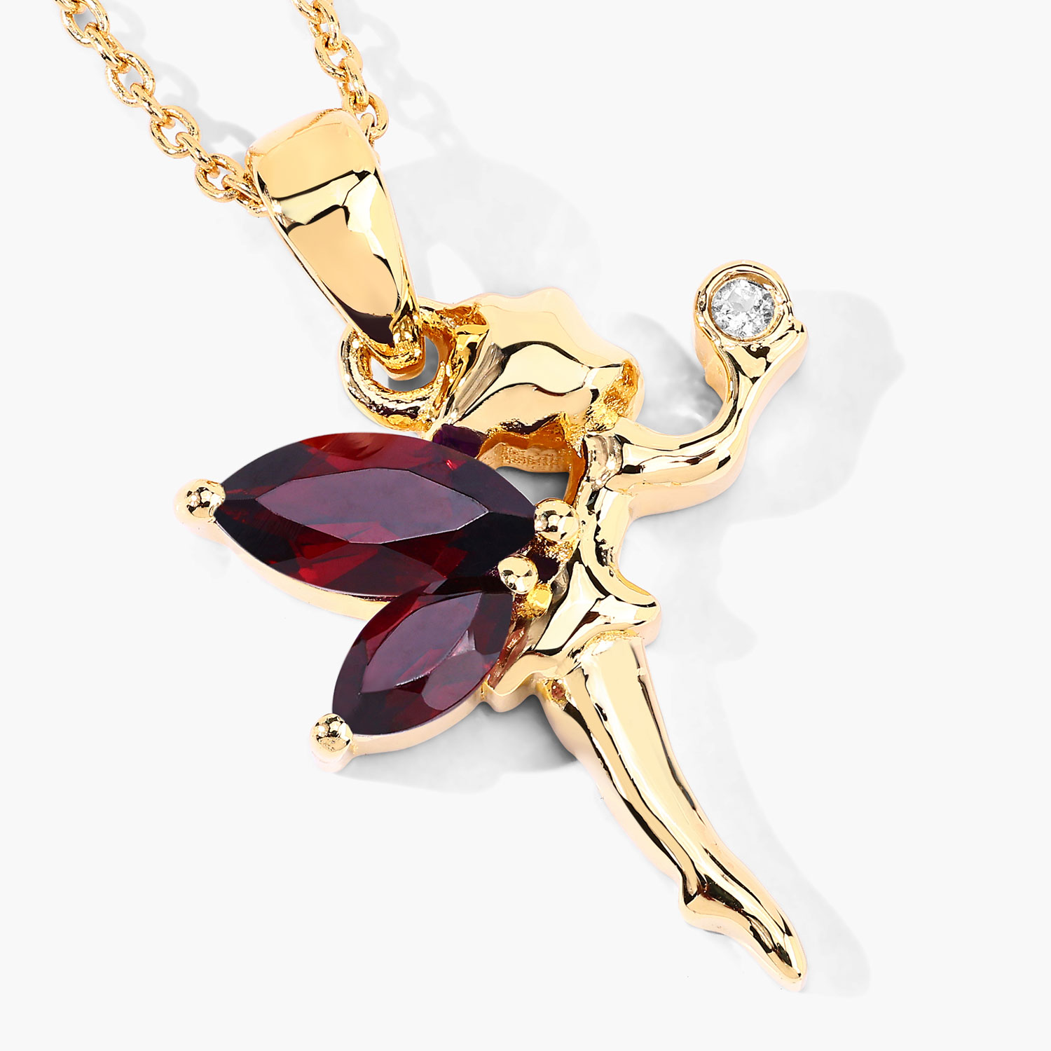 0.83 Carat Genuine Garnet and White Topaz .925 Sterling Silver Pendant